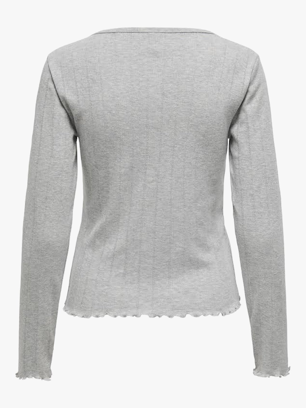 Only Carlotta Long Sleeve O-Neck Button Top Light Grey Melange