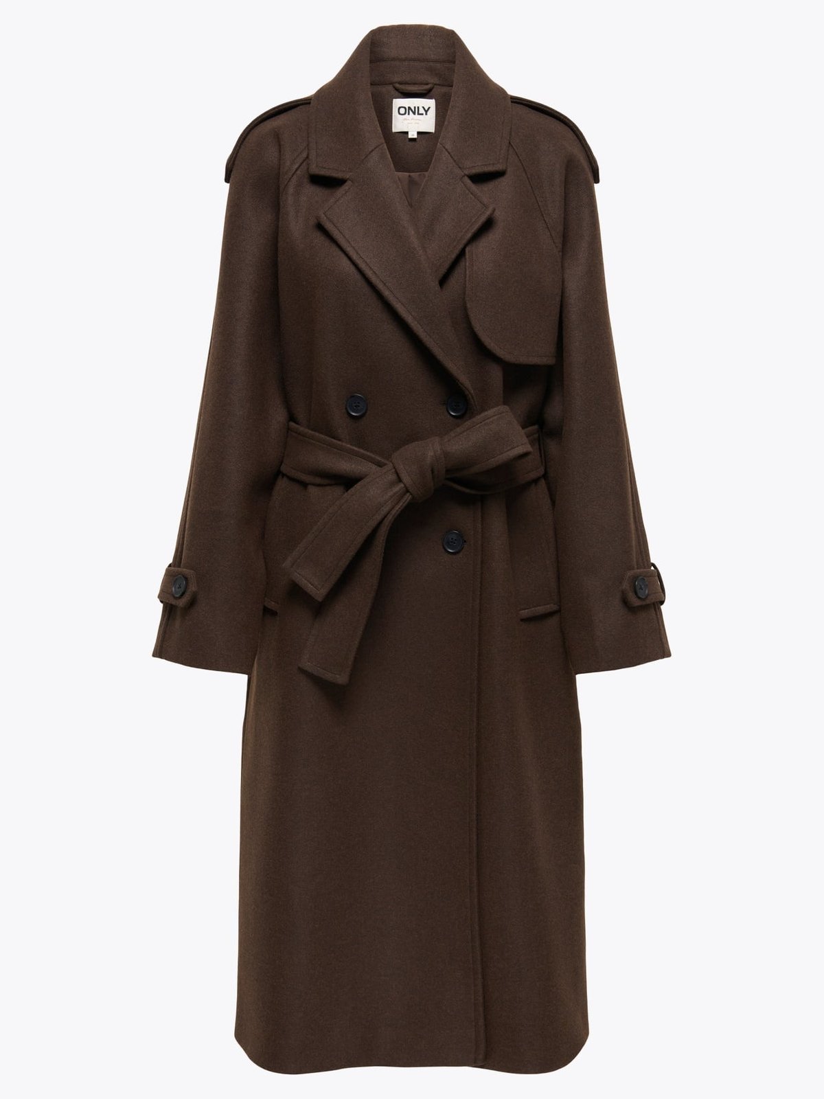 Only Dear-Trillion Long Belt Coat Chocolate Brown MELANGE