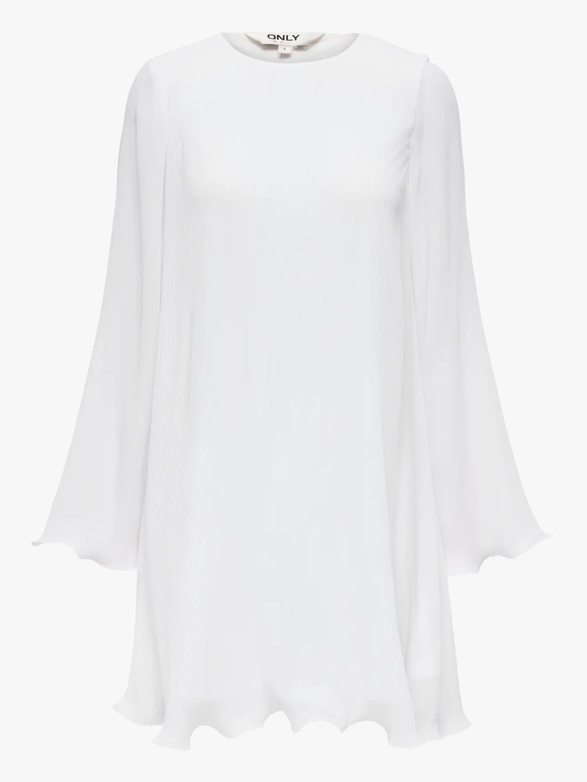 Only Piera Life Long Sleeve Plisse Dress Bright White