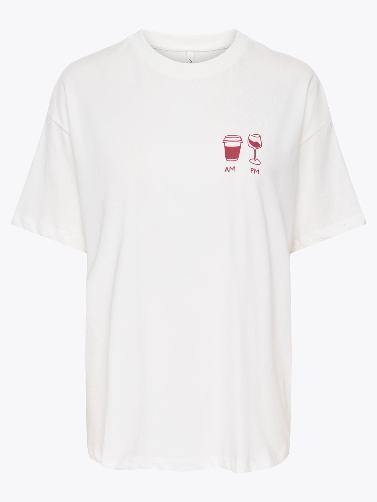 Only Vivvi Short Sleeve Lovely Top Cloud Dancer Wine and coffee