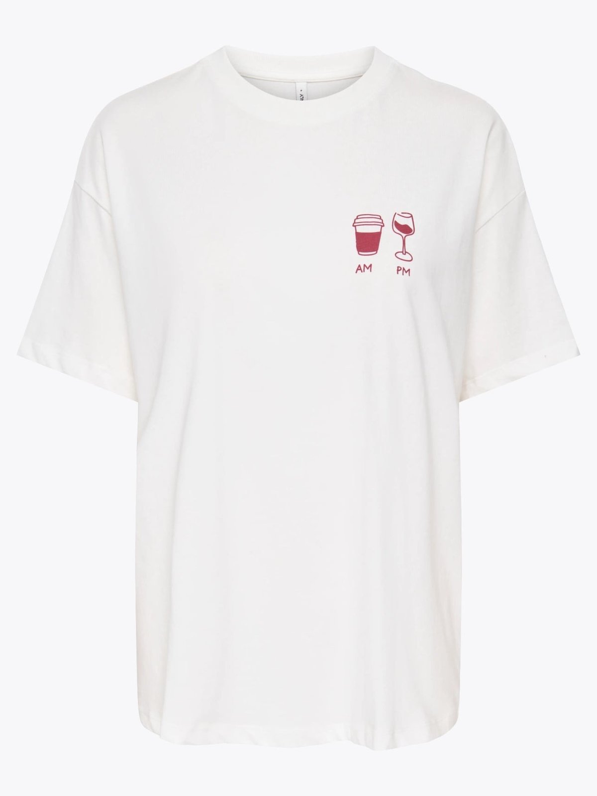 Only Vivvi Short Sleeve Lovely Top Cloud Dancer Wine and coffee