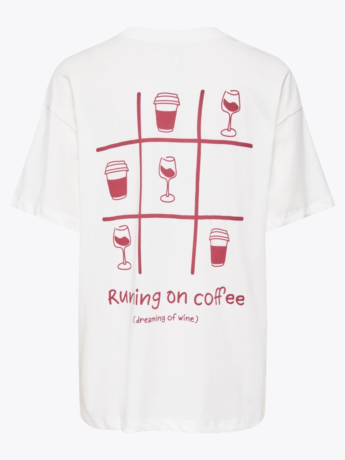 Only Vivvi Short Sleeve Lovely Top Cloud Dancer Wine and coffee
