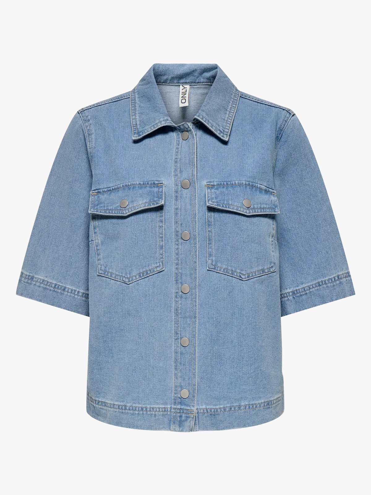 Only Belle Short Sleeve Shirt Denim Light Blue Denim