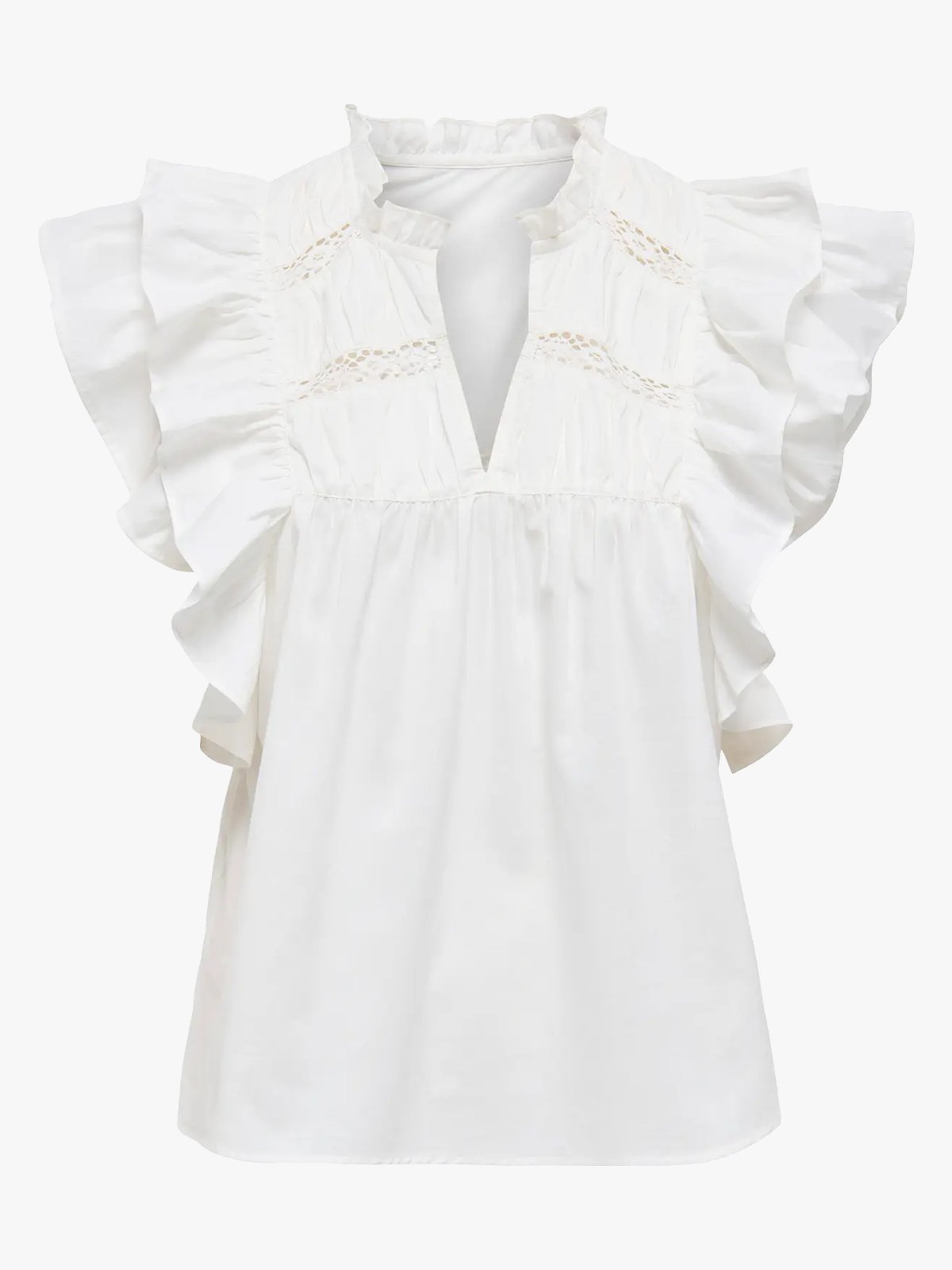 Only Sunny Capsl Frill Top Cloud Dancer