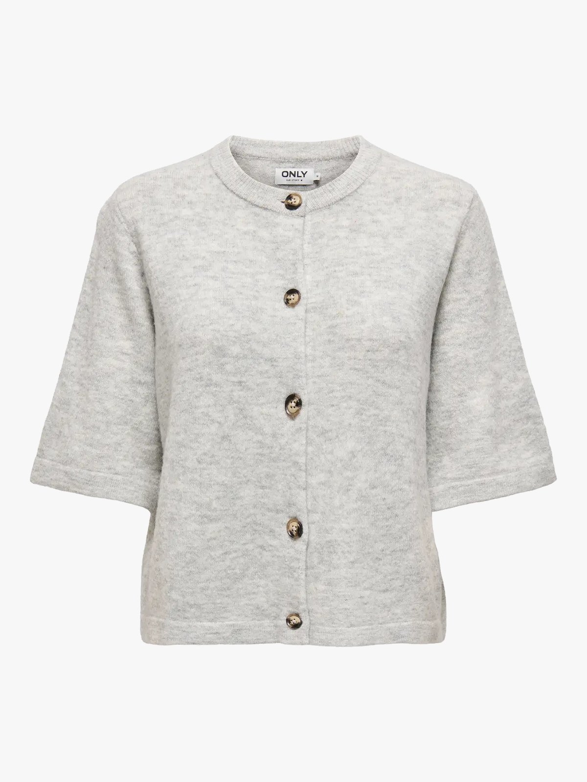 Only Camilla Short Sleeve Cardigan Knit Light Grey Melange