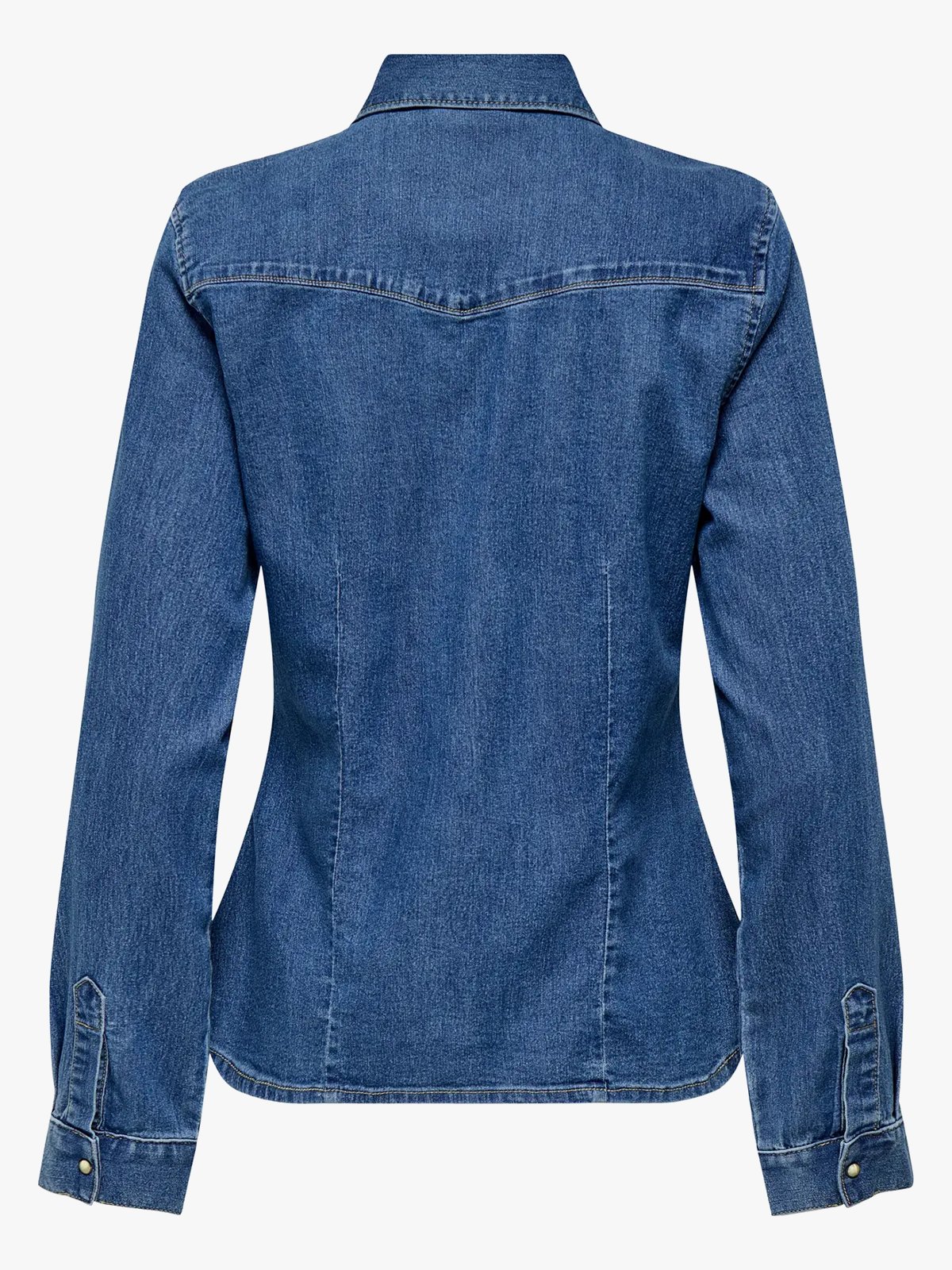 Only Sasia Long Sleeve Stretch Denim Shirt Dark Blue Denim