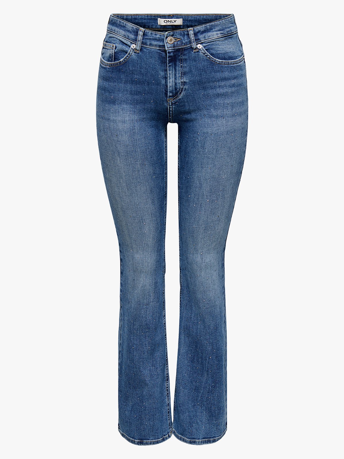 Only Blush Mid Waist Flared Rhineston Denim Medium Blue Denim