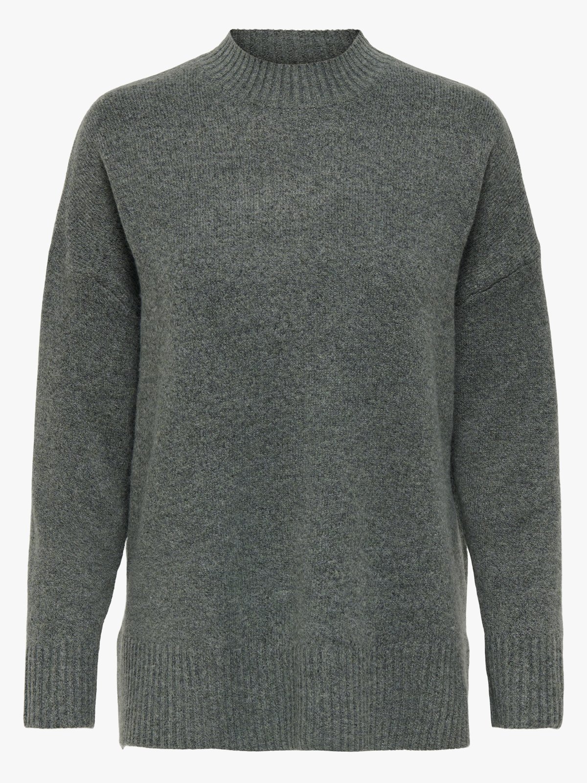 Only Hazel Long Sleeve Highneck Oversized Pull Knit Balsam Green Melange