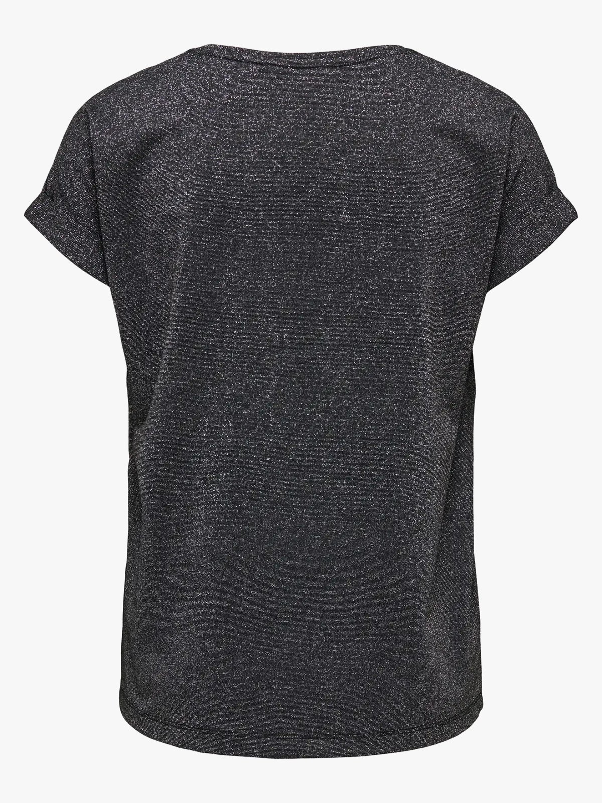 Only Moster Glitter Short Sleeve Top Black Silver Lurex