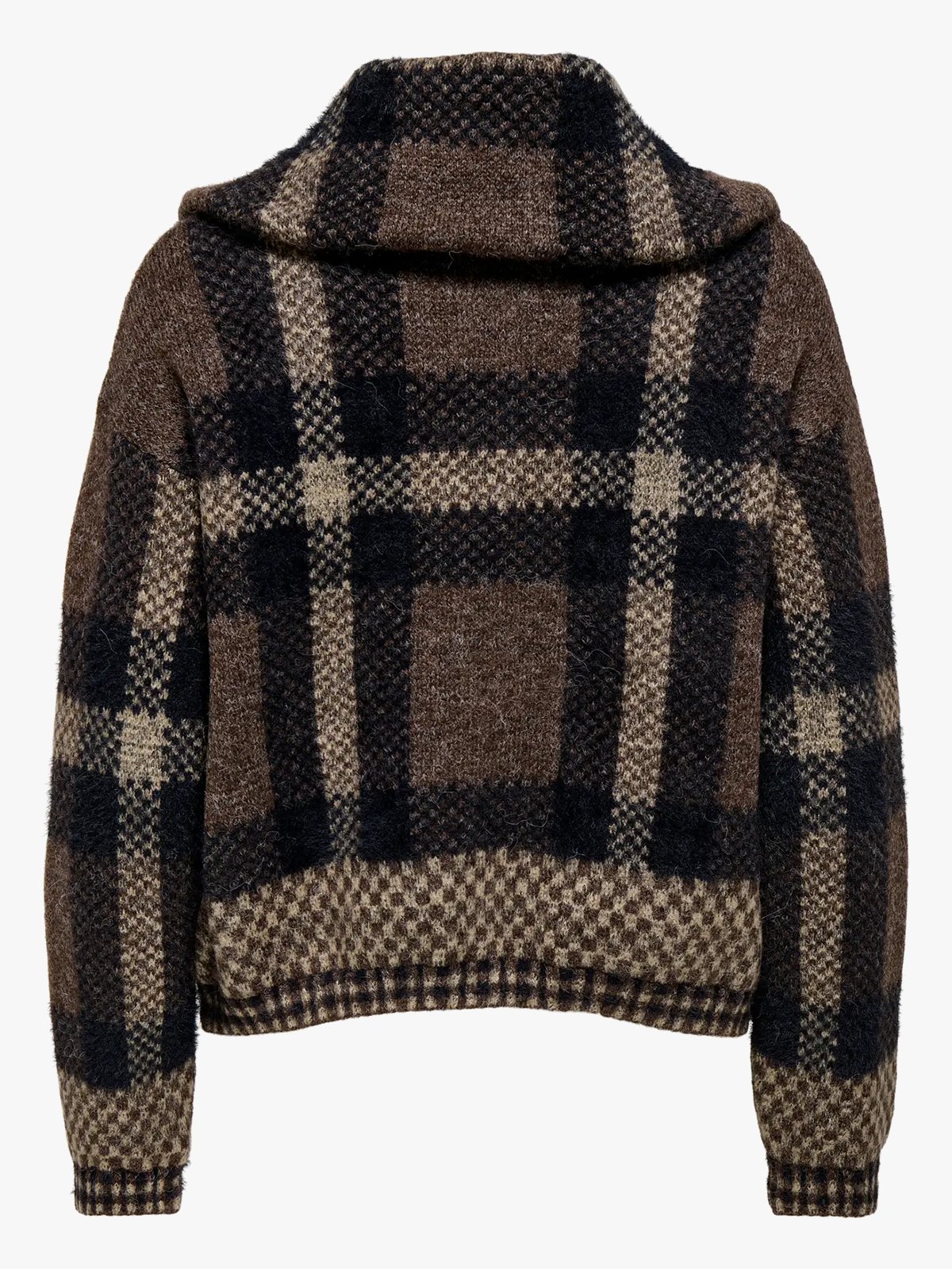 Only Maroon Zip Collar Cardigan Knit Black Chocolate Martini/Biscotti/Mel
