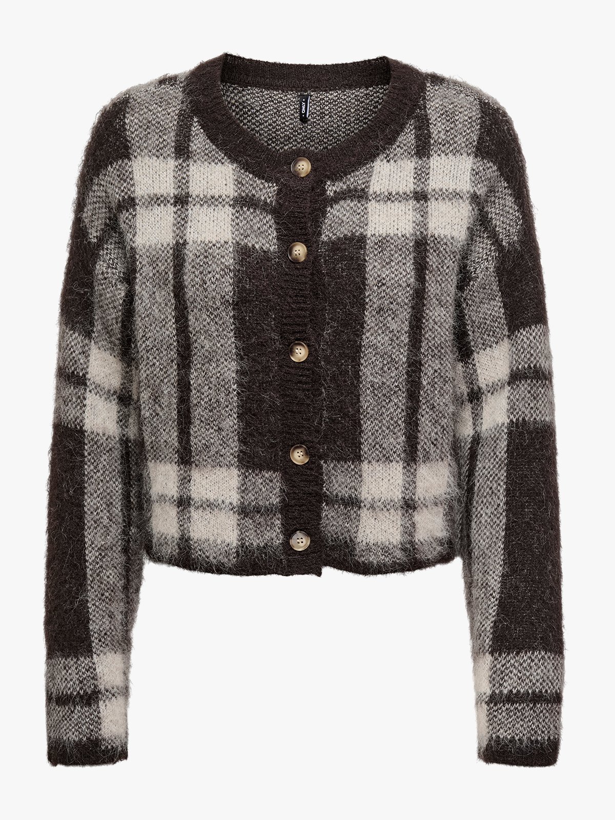 Only Beverly Life Long Sleeve Button Onec Cardigan Knit Black Coffee Pumice/Melange