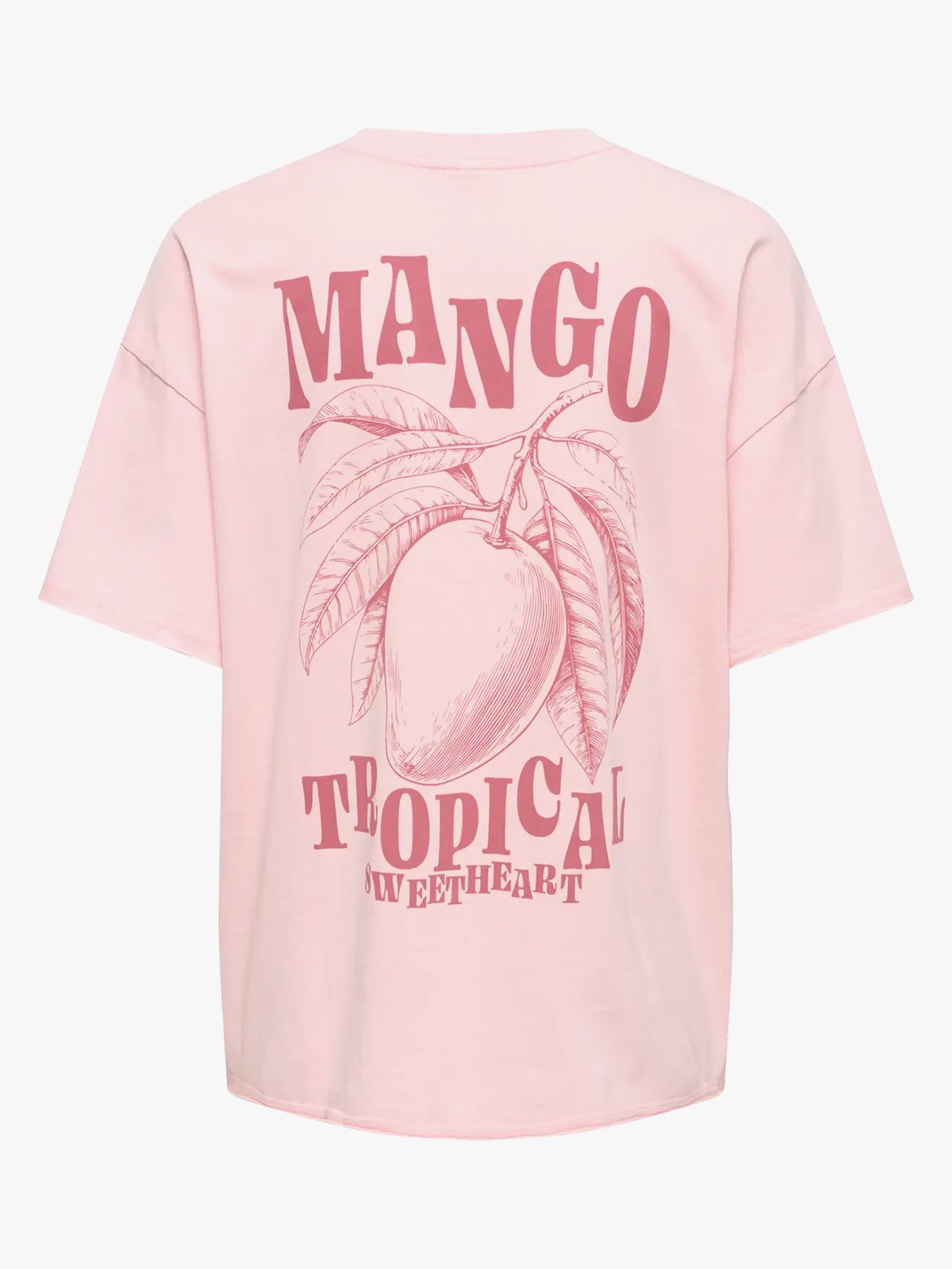 Only Kinna Short Sleeve Oversize Top Rosy Touch Mango tropical jungle