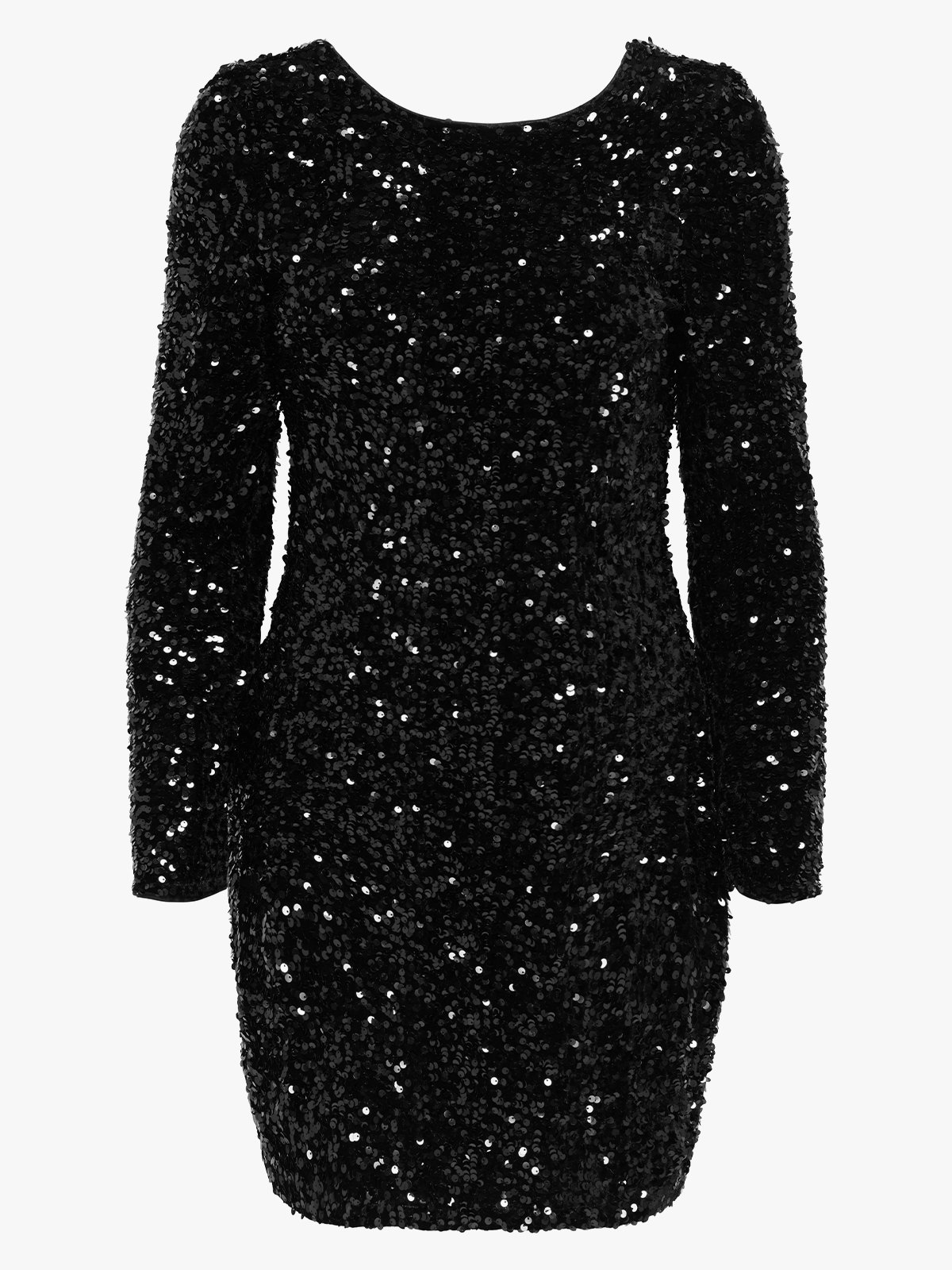 Only Confidence Long Sleeve Sequins Dress Black Black sequins+black bow