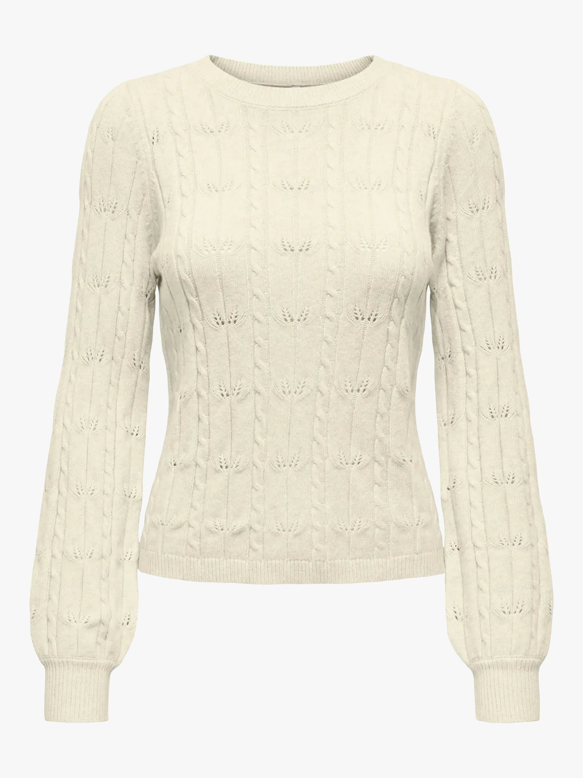 Only Katia Long Sleeve Structure O-Neck Pullover Cable Knit Baby'S Breath