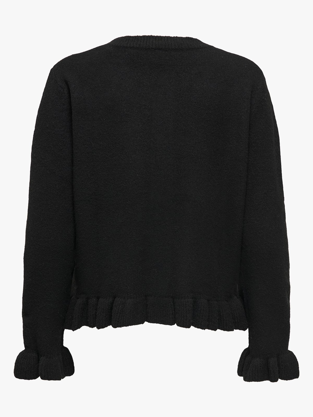 Only Rima Long Sleeve Frill Butto Cardigan CS Knit Black