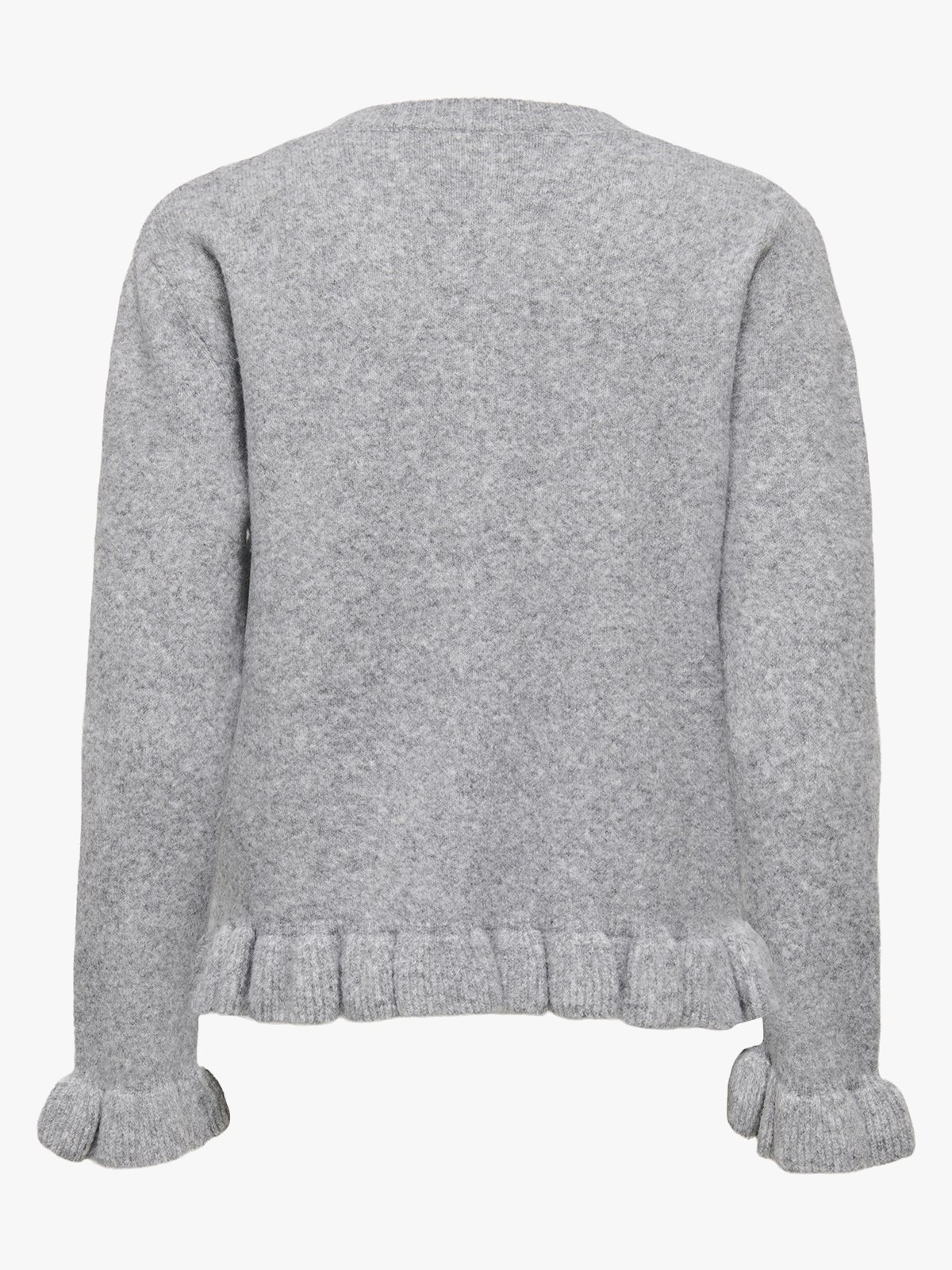 Only Rima Long Sleeve Frill Butto Cardigan CS Knit Light Grey Melange