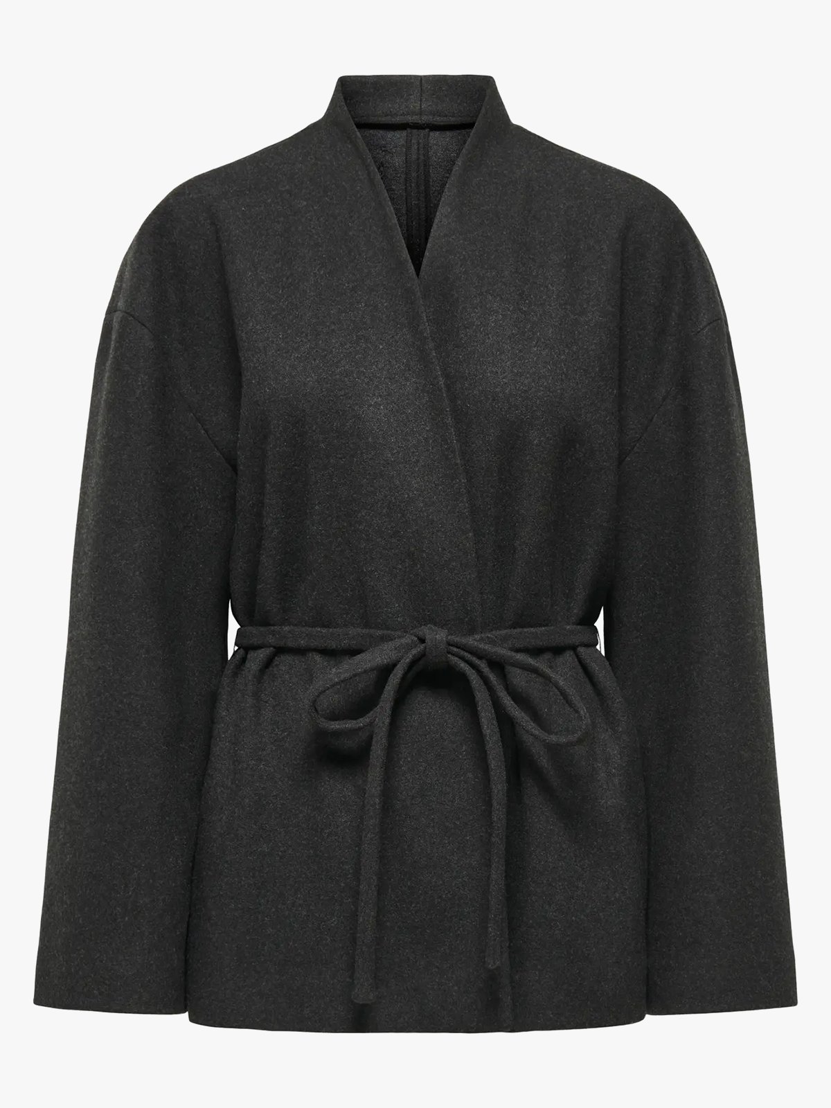 Only Fox-Trillion Belt Jacket Dark Grey Melange
