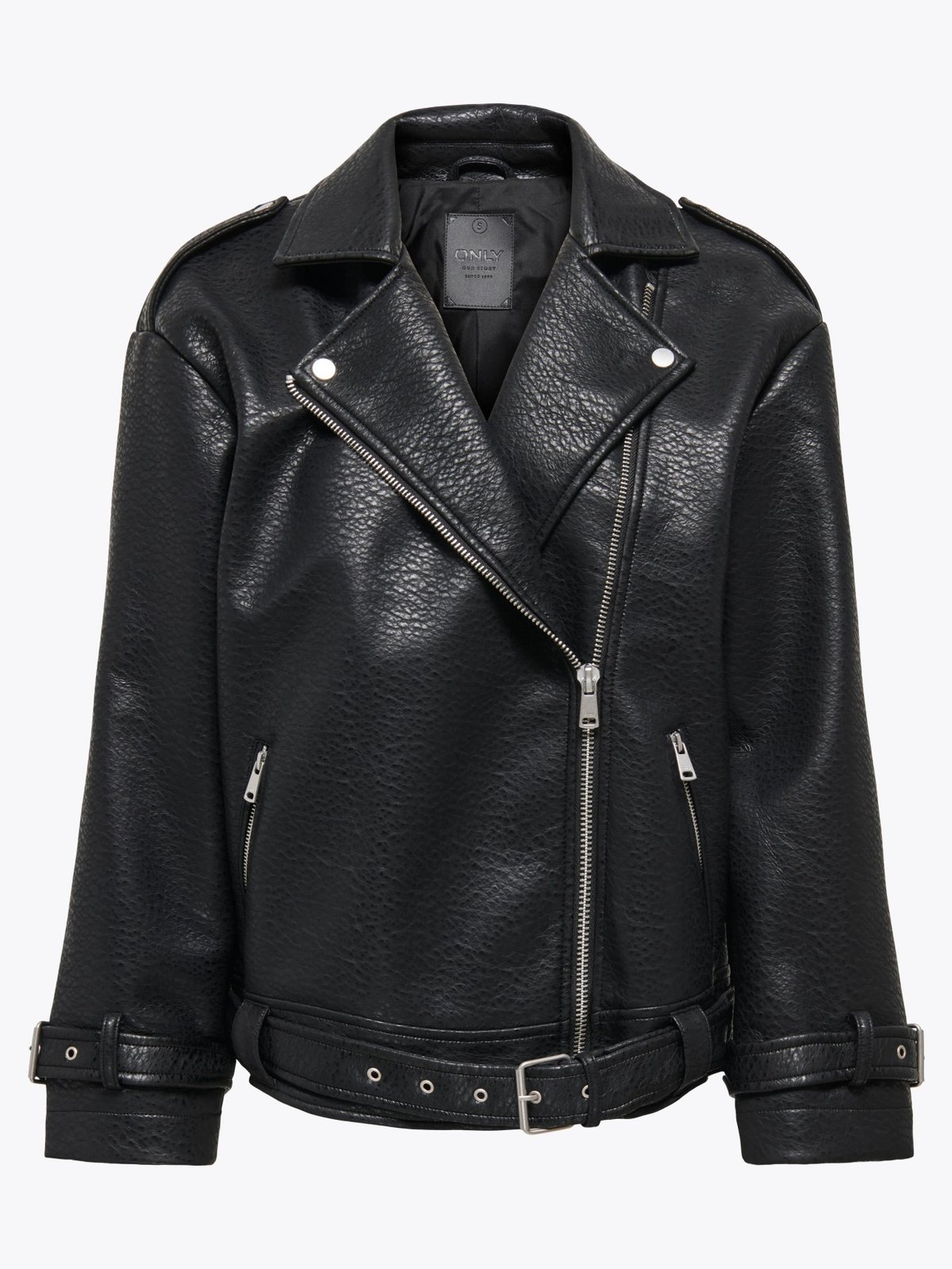 Only Soft Faux Leather Oversized Biker CC Otw Black