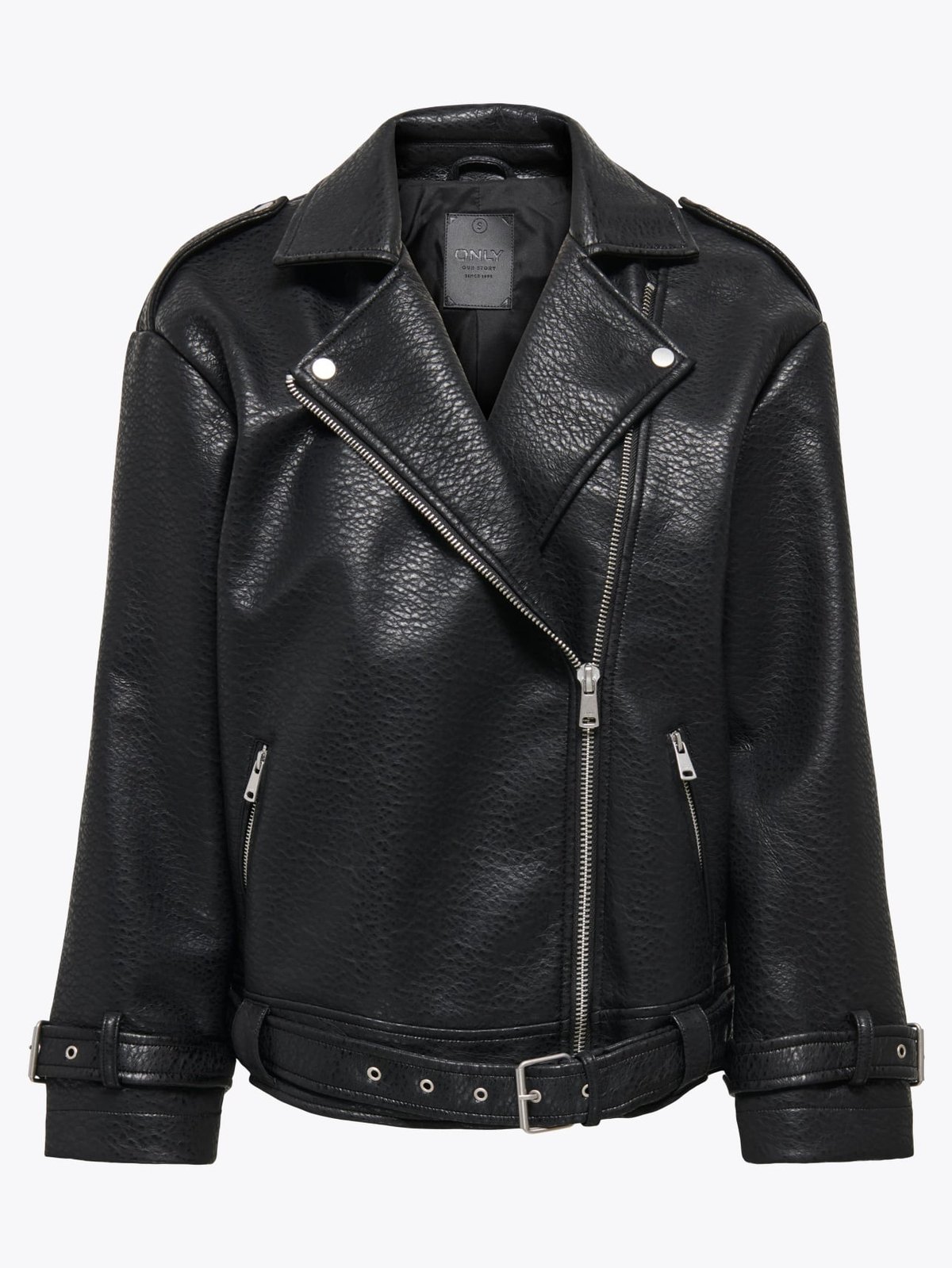 Only Soft Faux Leather Oversized Biker CC Otw Black