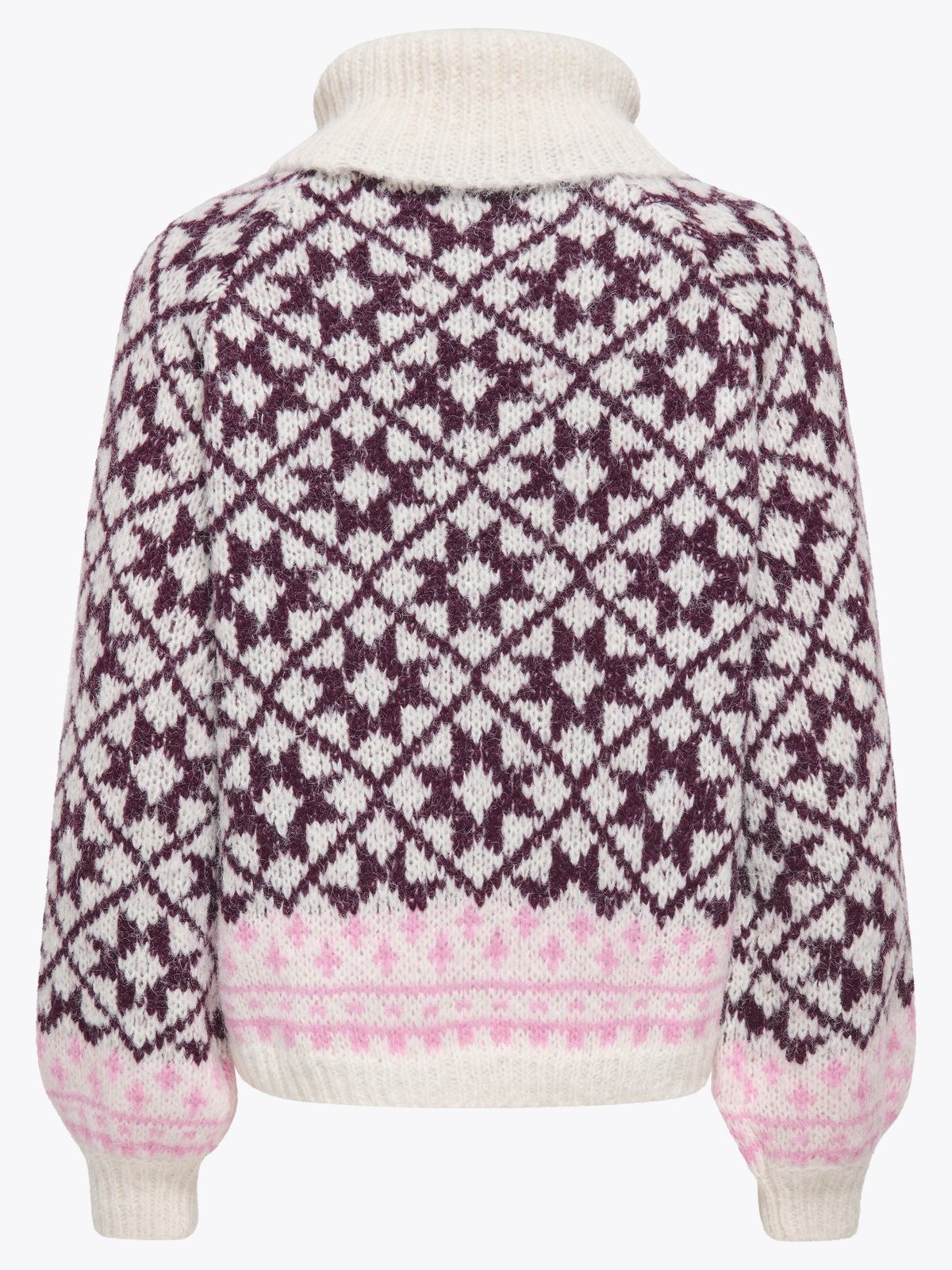 Only Caro Long Sleeve Rollneck CC Knit Birch Fig/Cyclamen