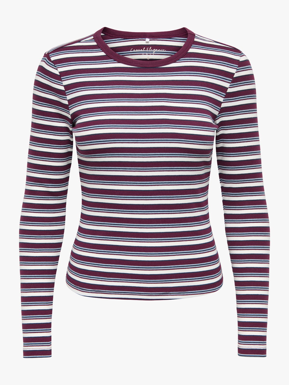 Only Val Long Sleeve O-Neck Stripe Top Fig