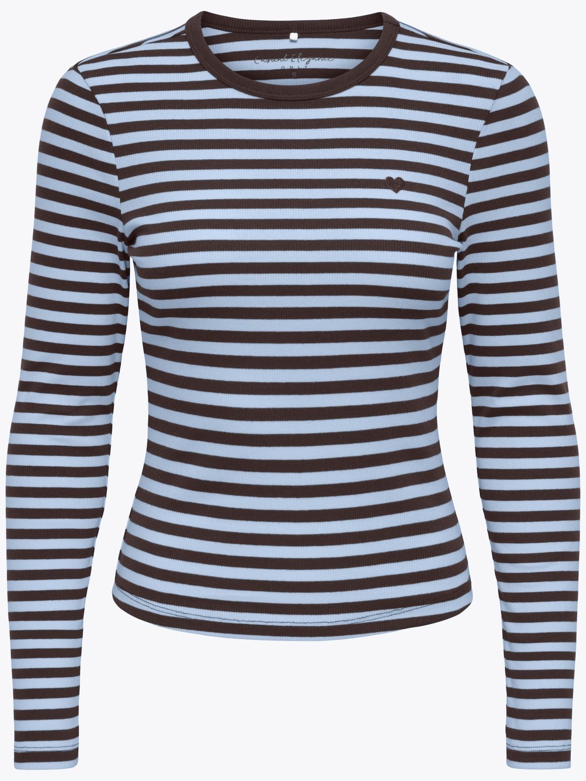 Only Val Long Sleeve O-Neck Stripe Top Coffe Bean