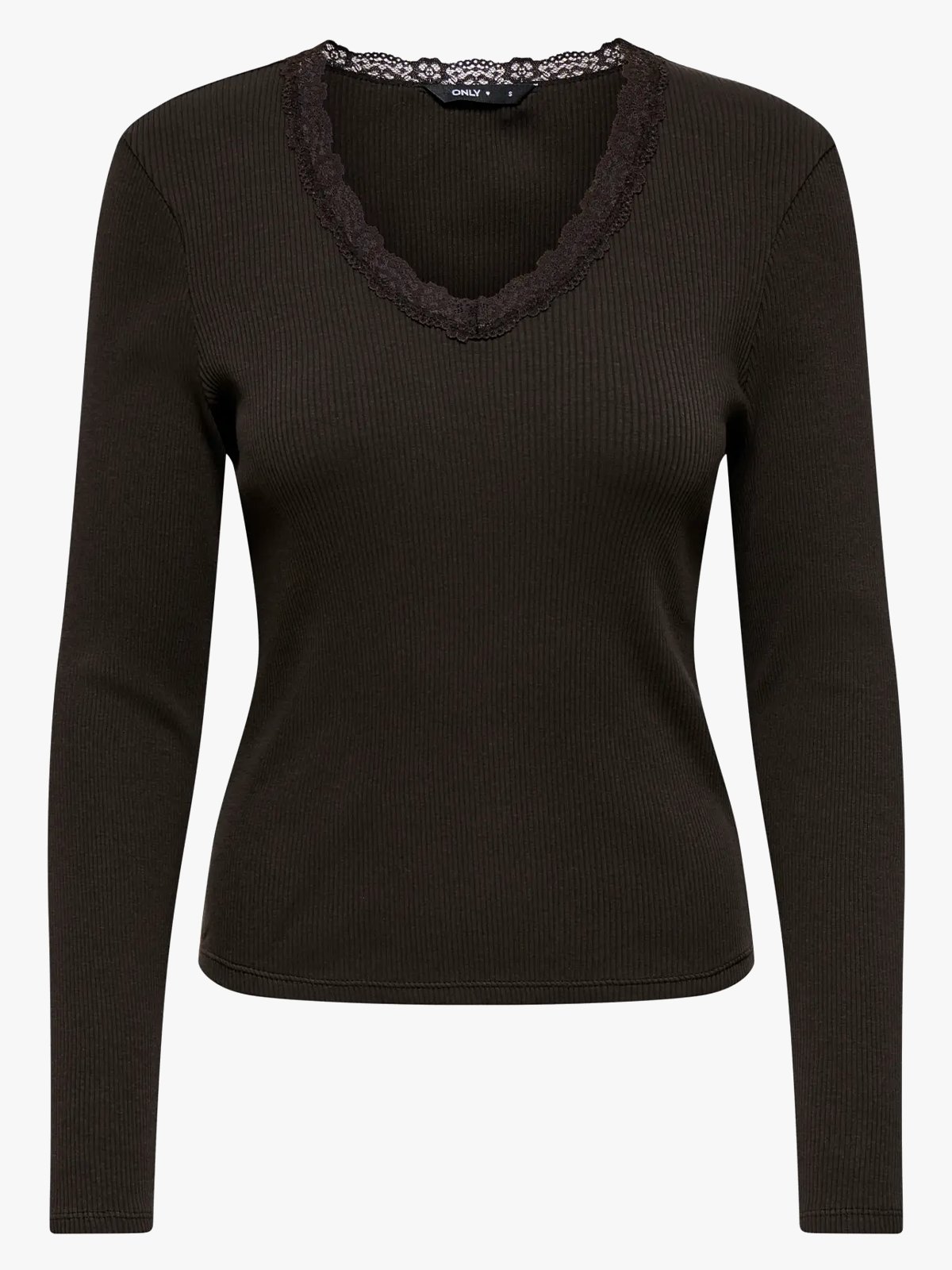 Only Sara Sharai Long Sleeve V-Neck Top Chocolate Torte