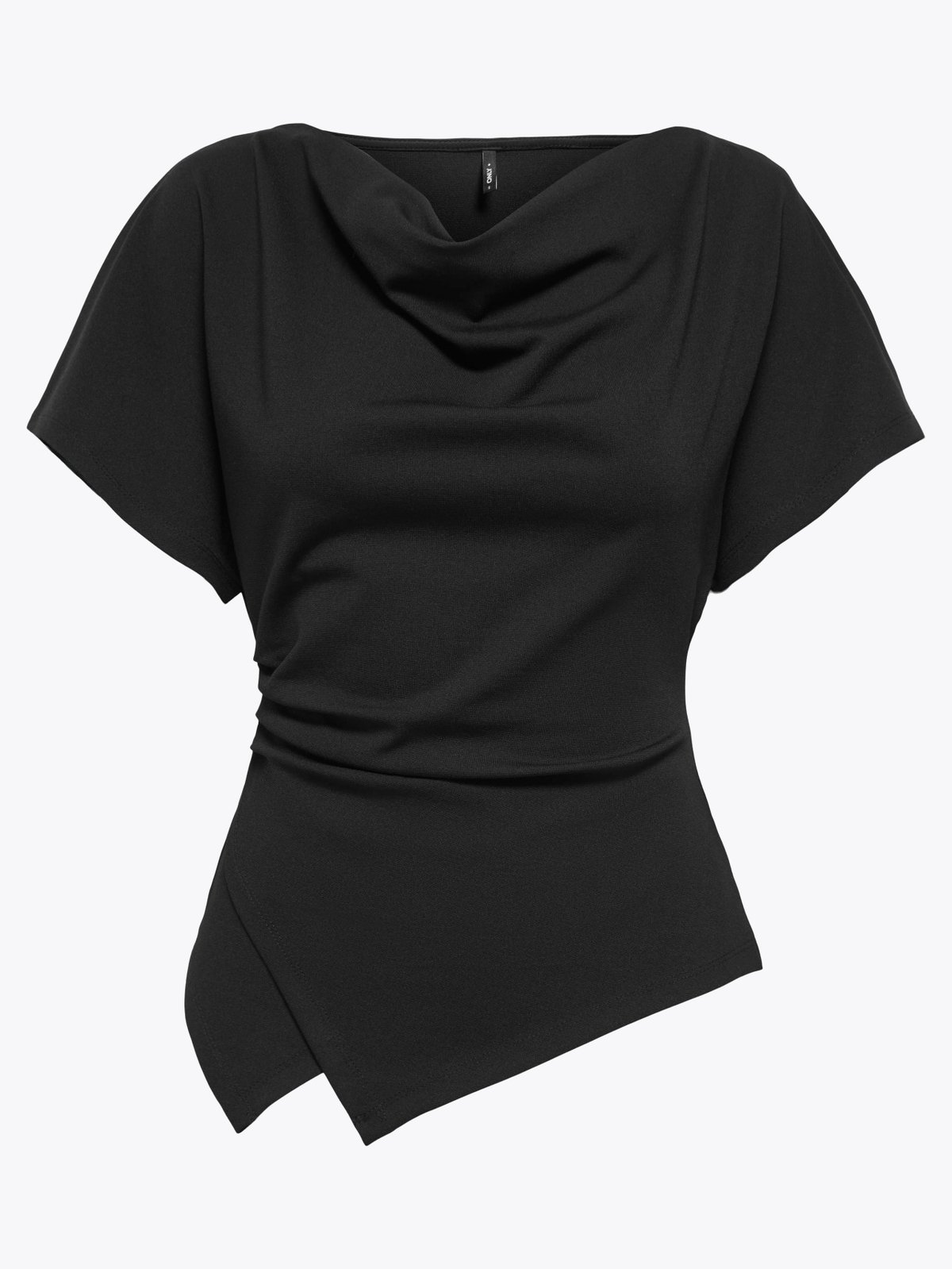 Only Ember Short Sleeve Waterfall Top Black