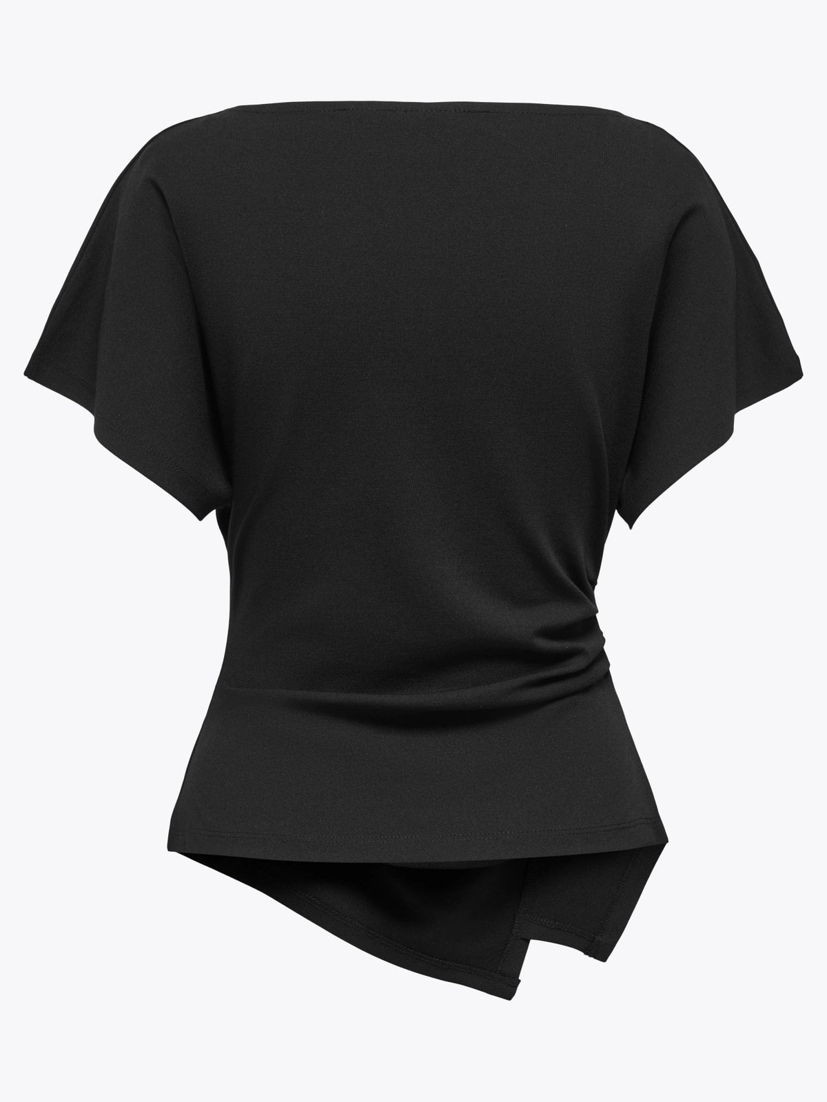 Only Ember Short Sleeve Waterfall Top Black