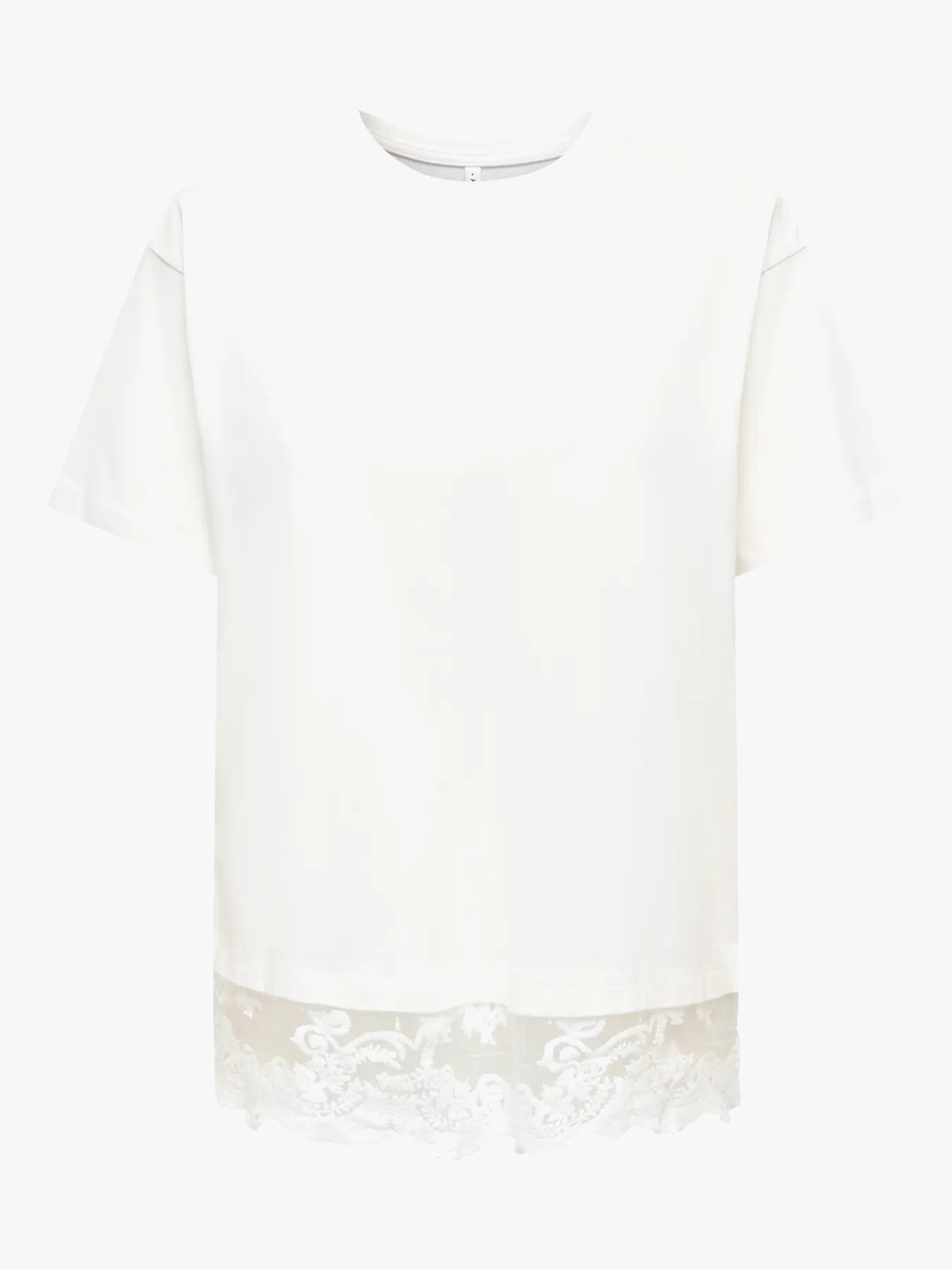 Only Vivvi Short Sleeve Lace Bottom Cloud Dancer