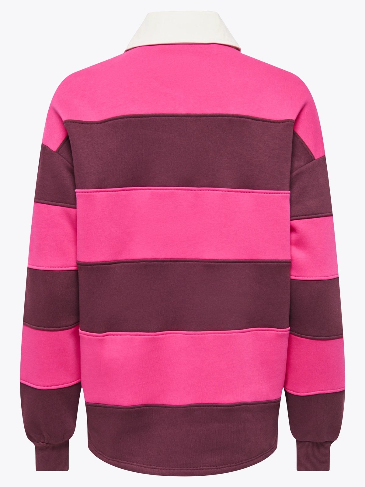 Only Nara Long Sleeve Polo Sweat Beetroot Purple Winetasting stripes