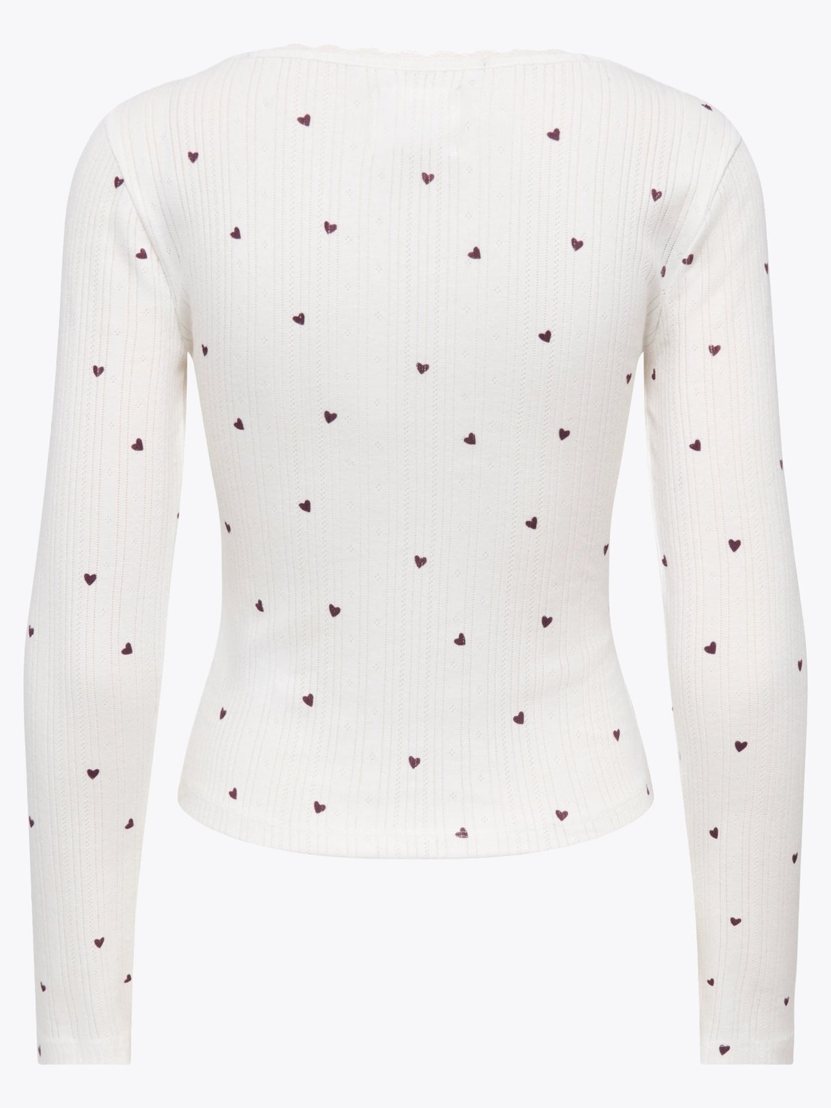 Only Vips Long Sleeve Top Cloud Dancer Hearts winetasting
