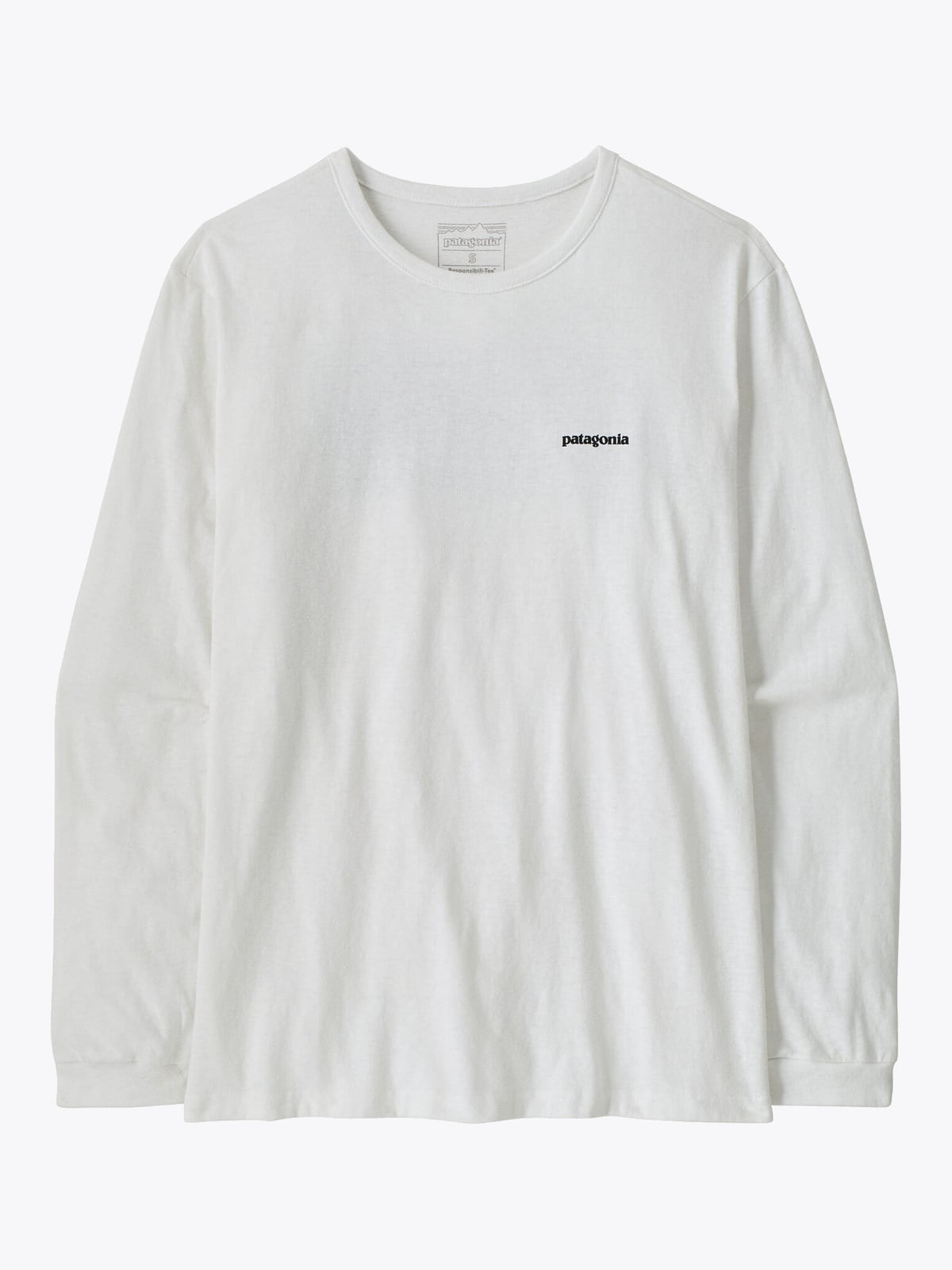 Patagonia Long Sleeve P-6 Logo Responsibili-Tee Fiber White