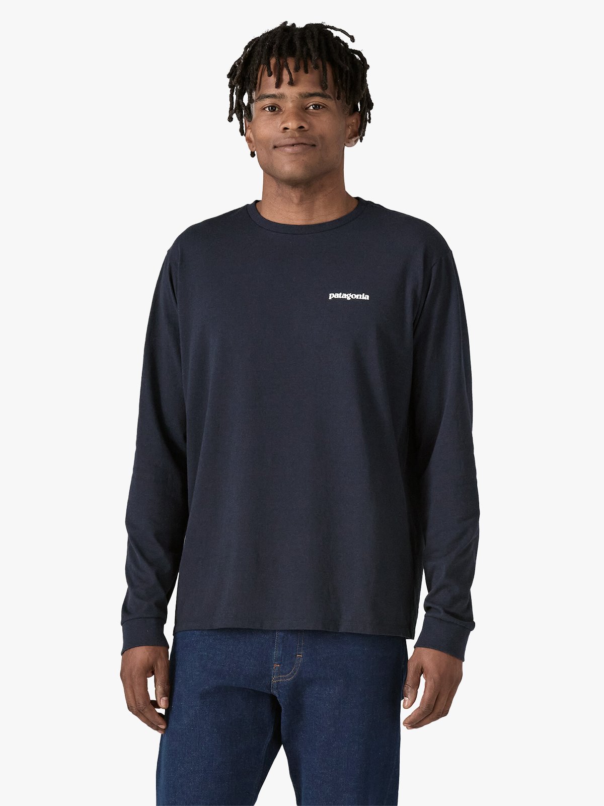 Patagonia Long Sleeve P-6 Logo Responsibili-Tee New Navy