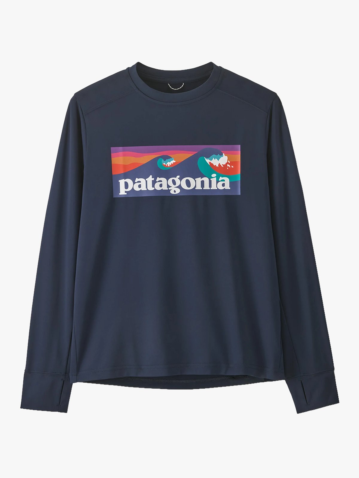 Patagonia Long Sleeve Cap Silkweight T-Shirt Boardshort Logo / New Navy