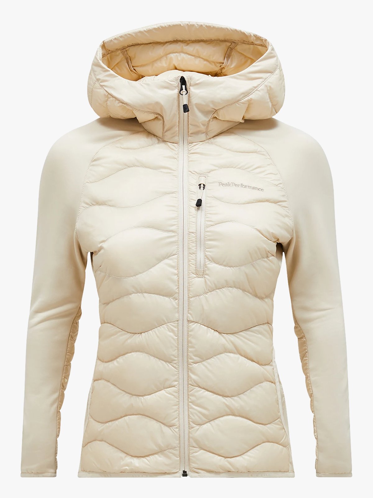 Peak Performance Helium Down Hybrid Hood Women Sand Fog