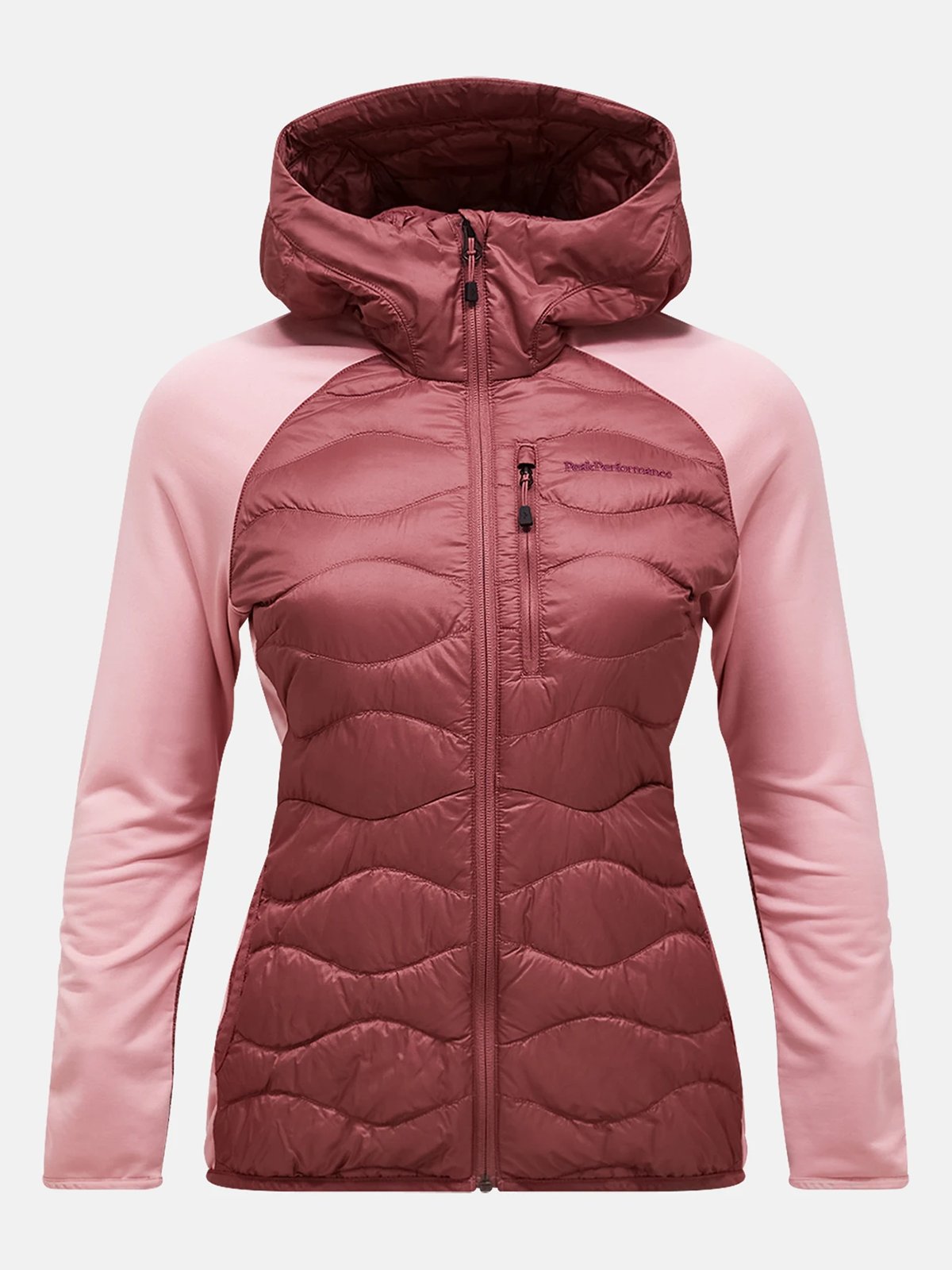 Peak Performance Helium Down Hybrid Hood Women Wild Rouge / Warm Blush