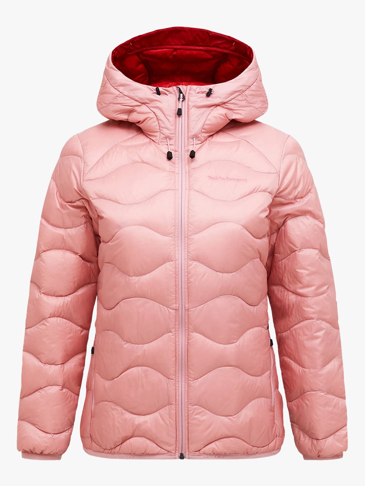 Peak Performance Helium Down Hood Jacket Women Warm Blush / Red Pompeian