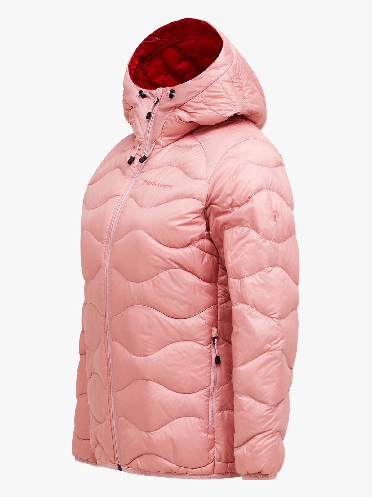 Peak Performance Helium Down Hood Jacket Women Warm Blush / Red Pompeian