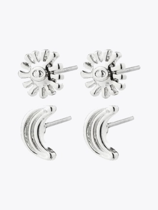 Pilgrim Misha Øredobber 2-i-1 Sett Silver