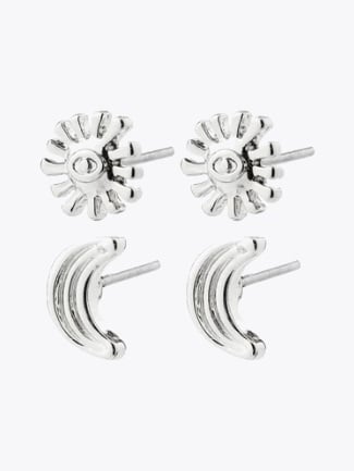 Pilgrim Misha Øredobber 2-i-1 Sett Silver