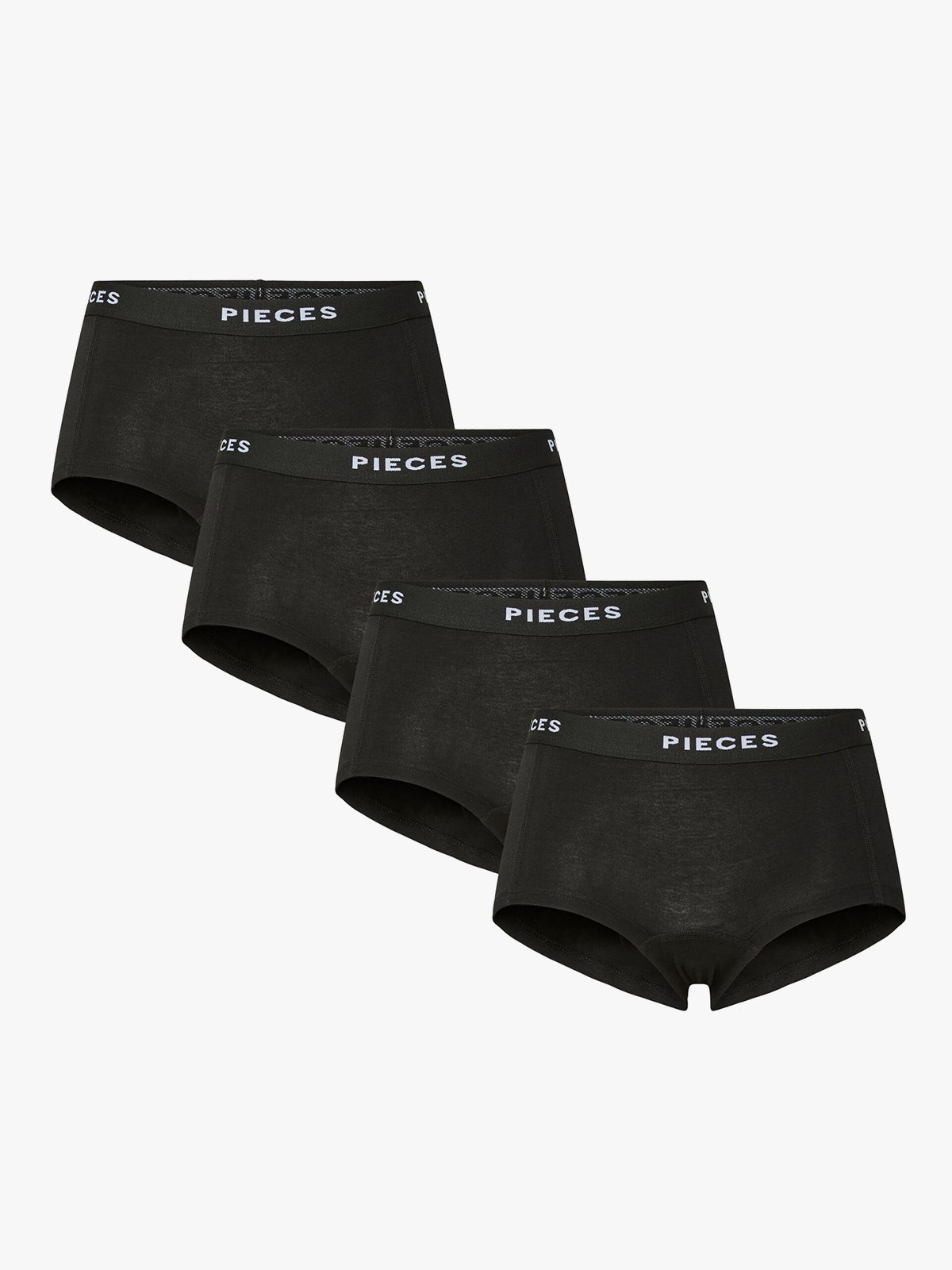 Pieces Logo Lady 4 Pack Solid Underwear Black