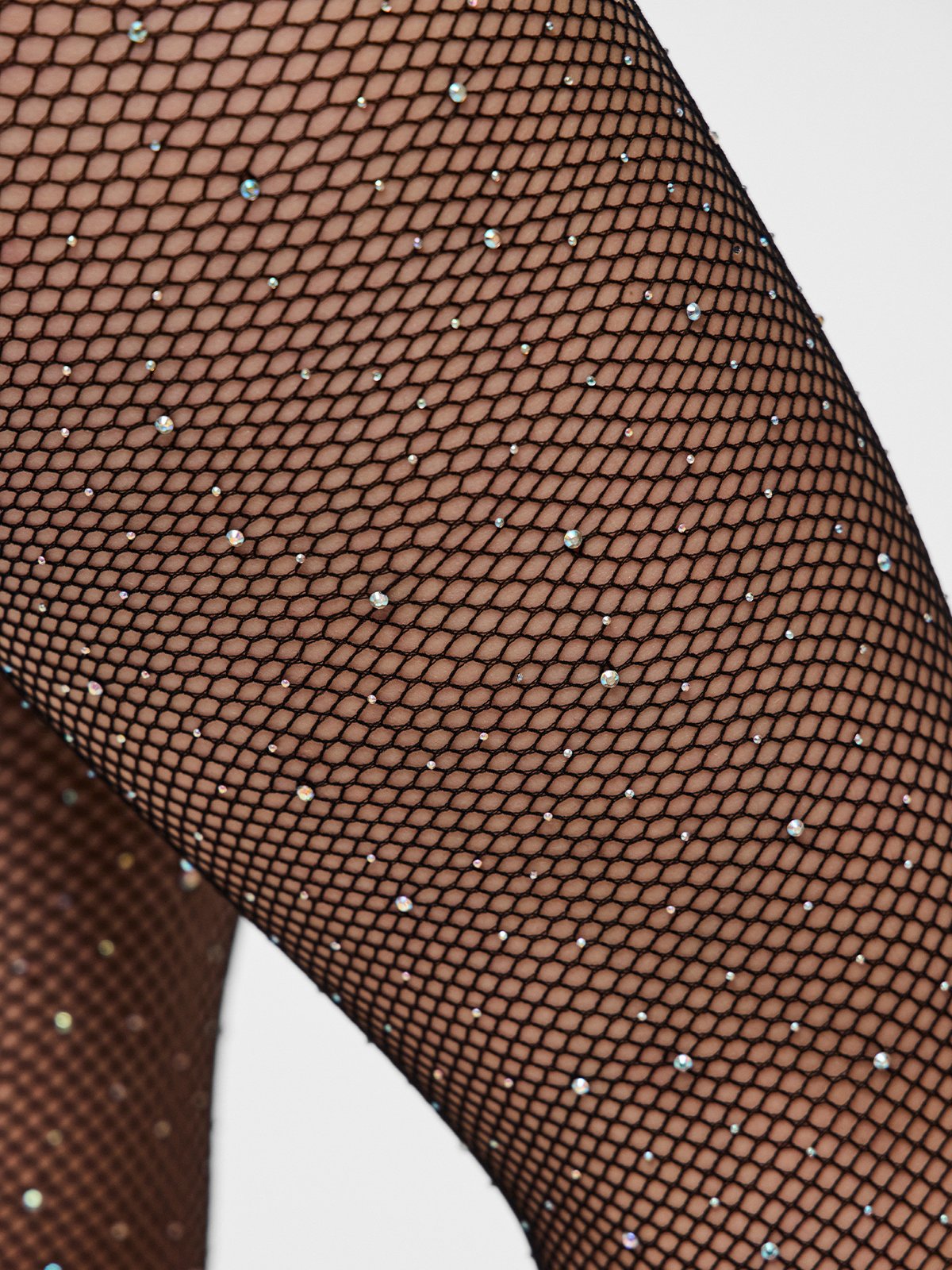Pieces Claire Fishnet Glitter Tights Black