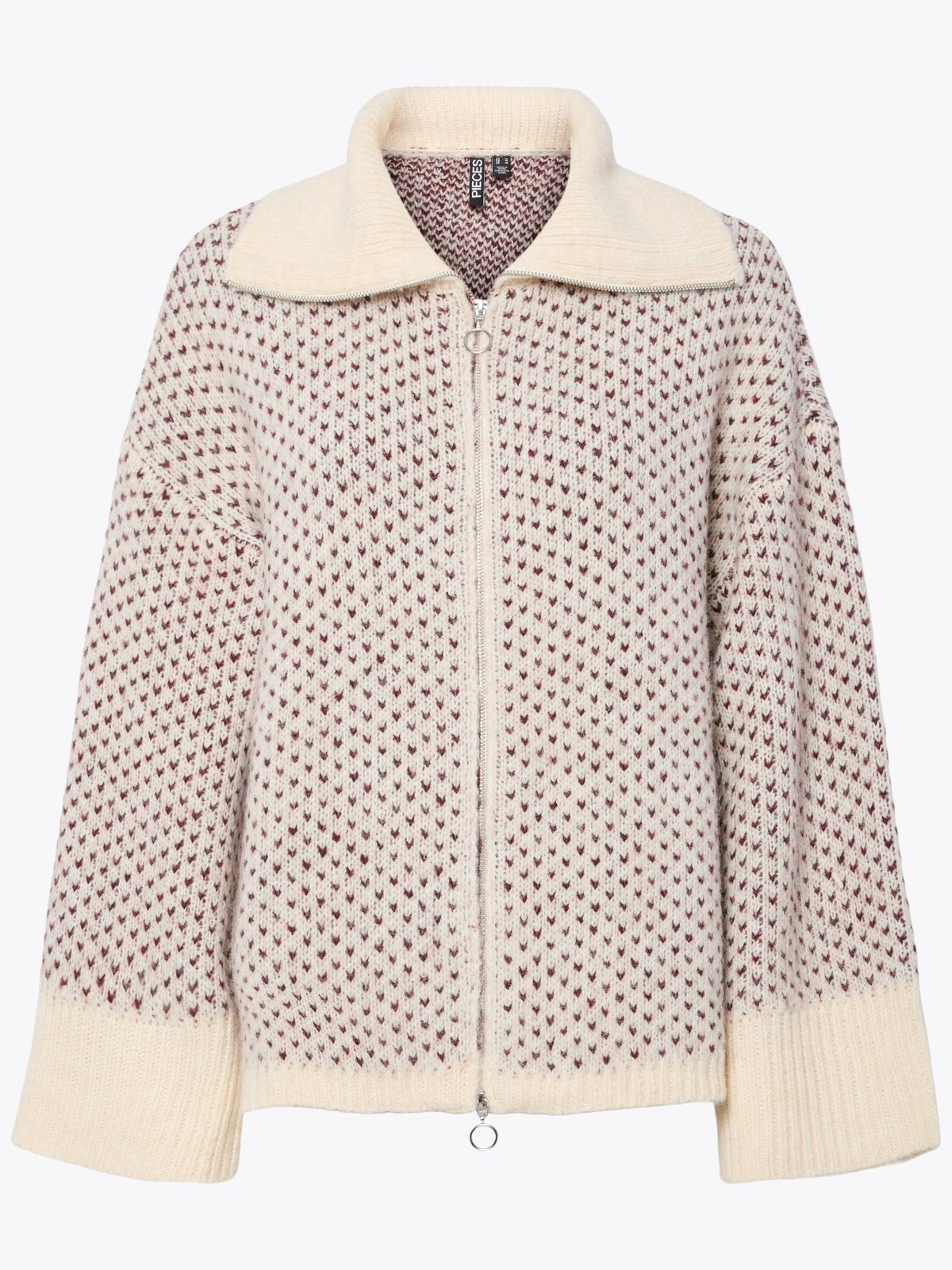 Pieces Mordic Long Sleeve Loose Knit Cardigan White