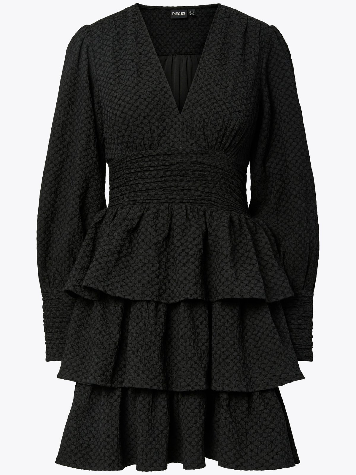 Pieces Monika Long Sleeve Short Dress Black