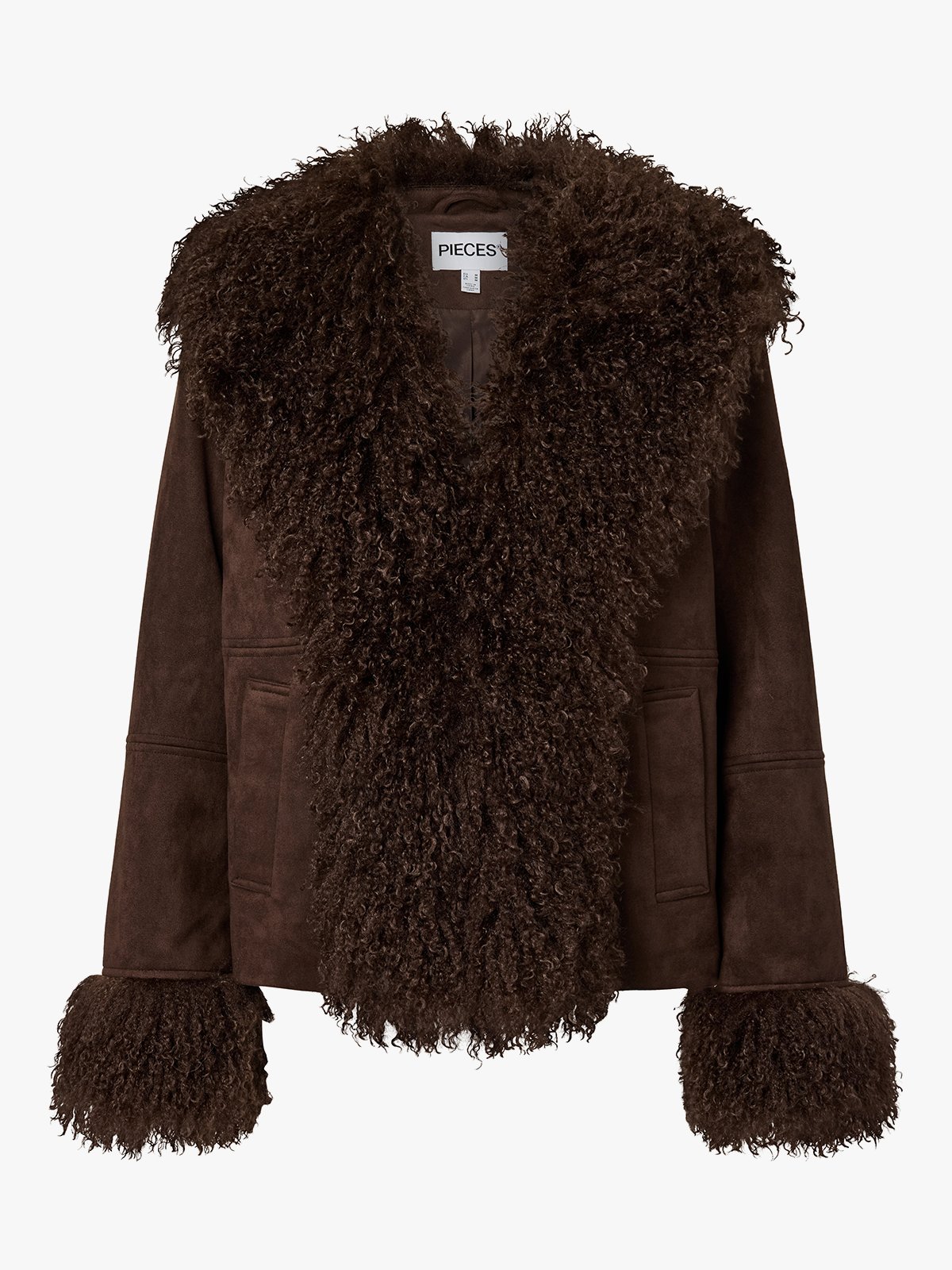 Pieces Nanna Brushed Short Jacket Brun
