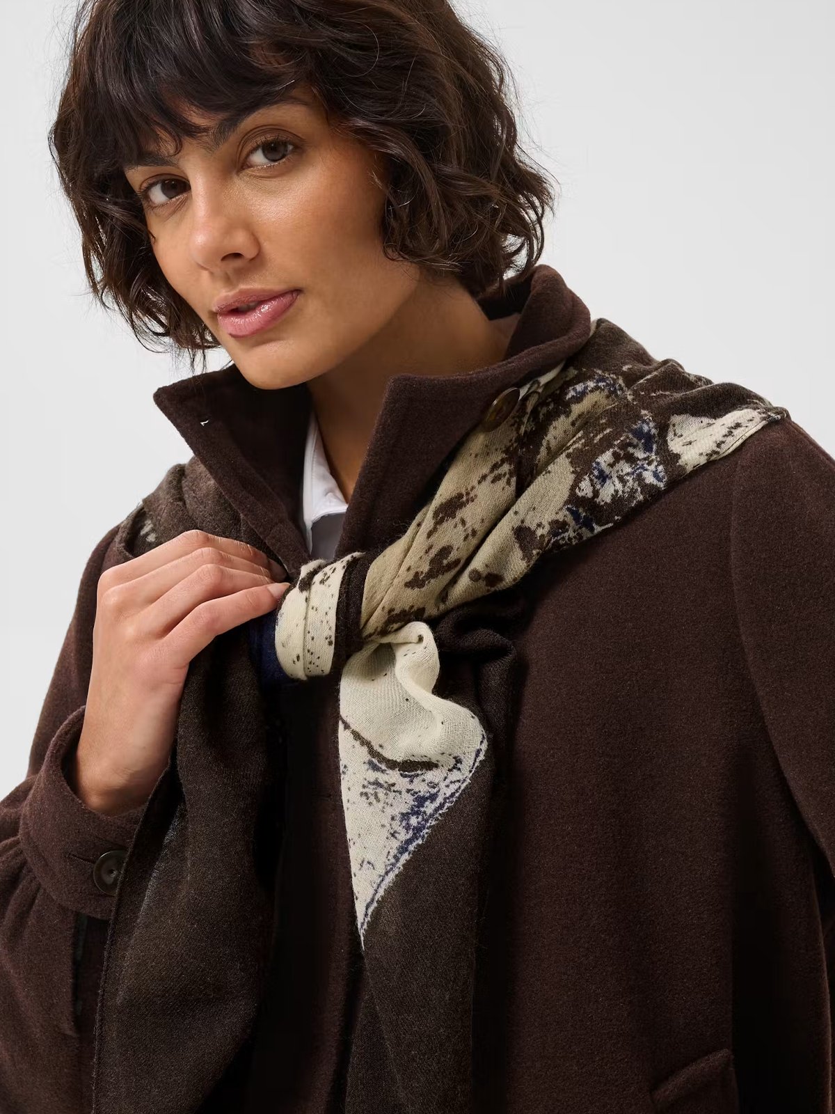 Part Two Felisia Scarf Mole Leaf print