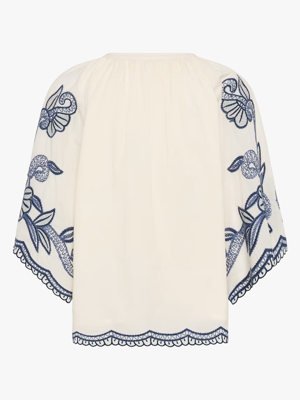 Part Two Biancha Blouse Whisper White w Blue Emb