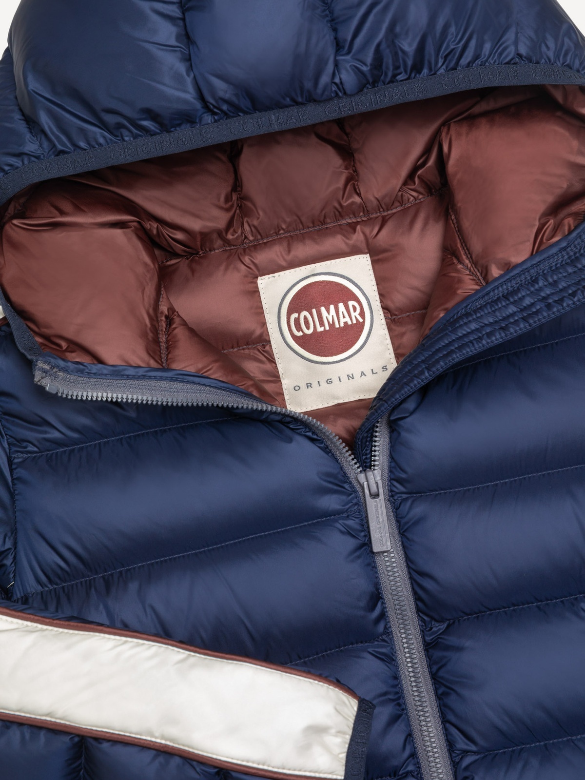 Colmar Quilted Jacket Natural Down Padded navy blue-tofu-brick