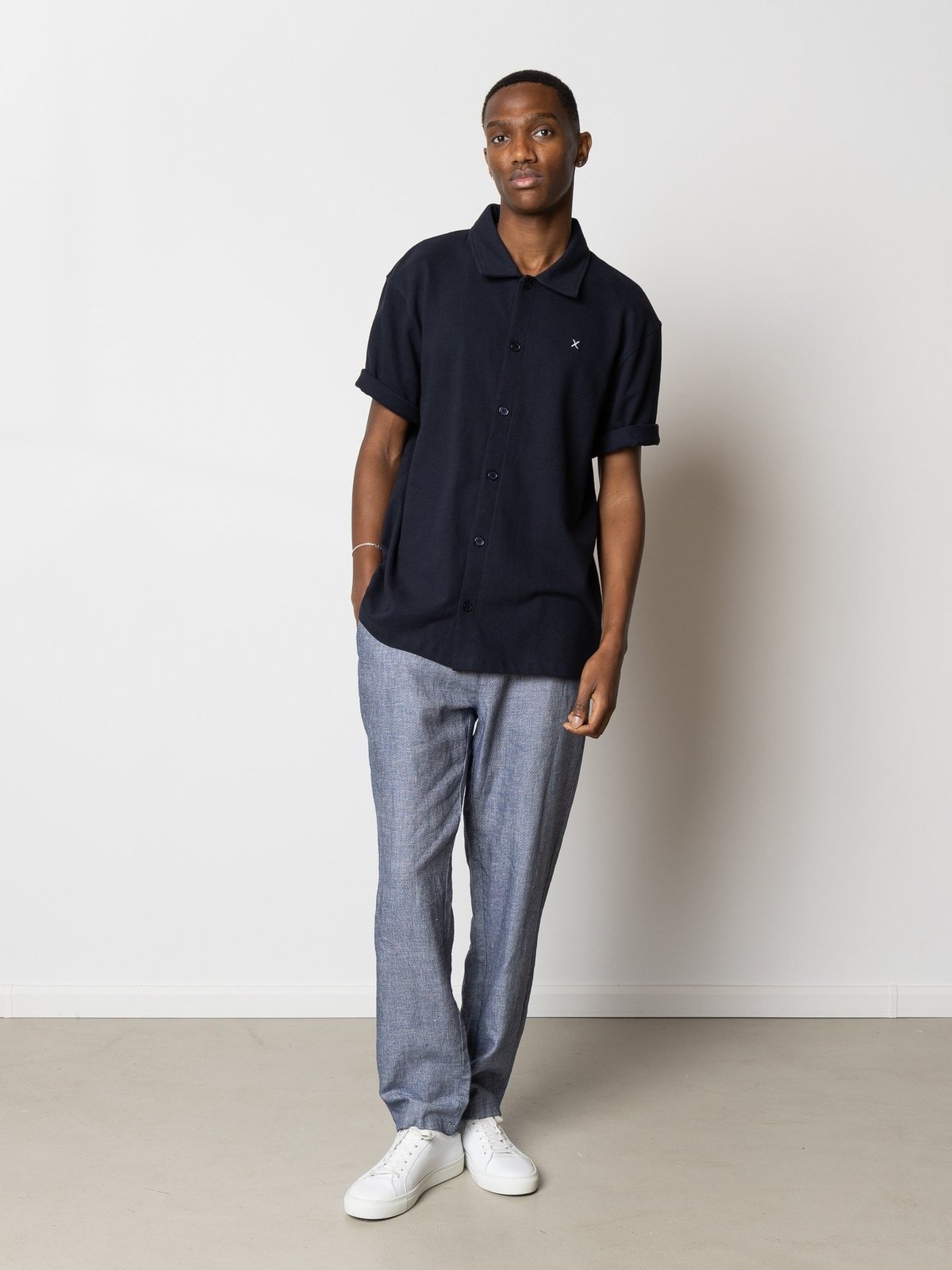 CLEAN CUT COPENHAGEN Calton Structured Shirt Short Sleeve Dark Navy